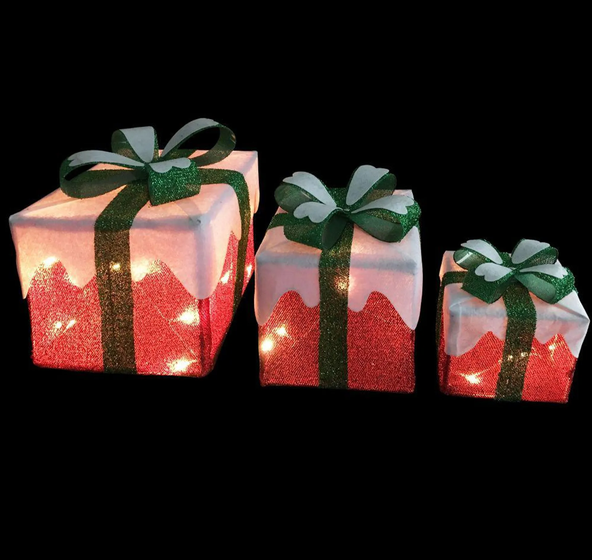 Set of 3 Christmas Parcels with LED Lights