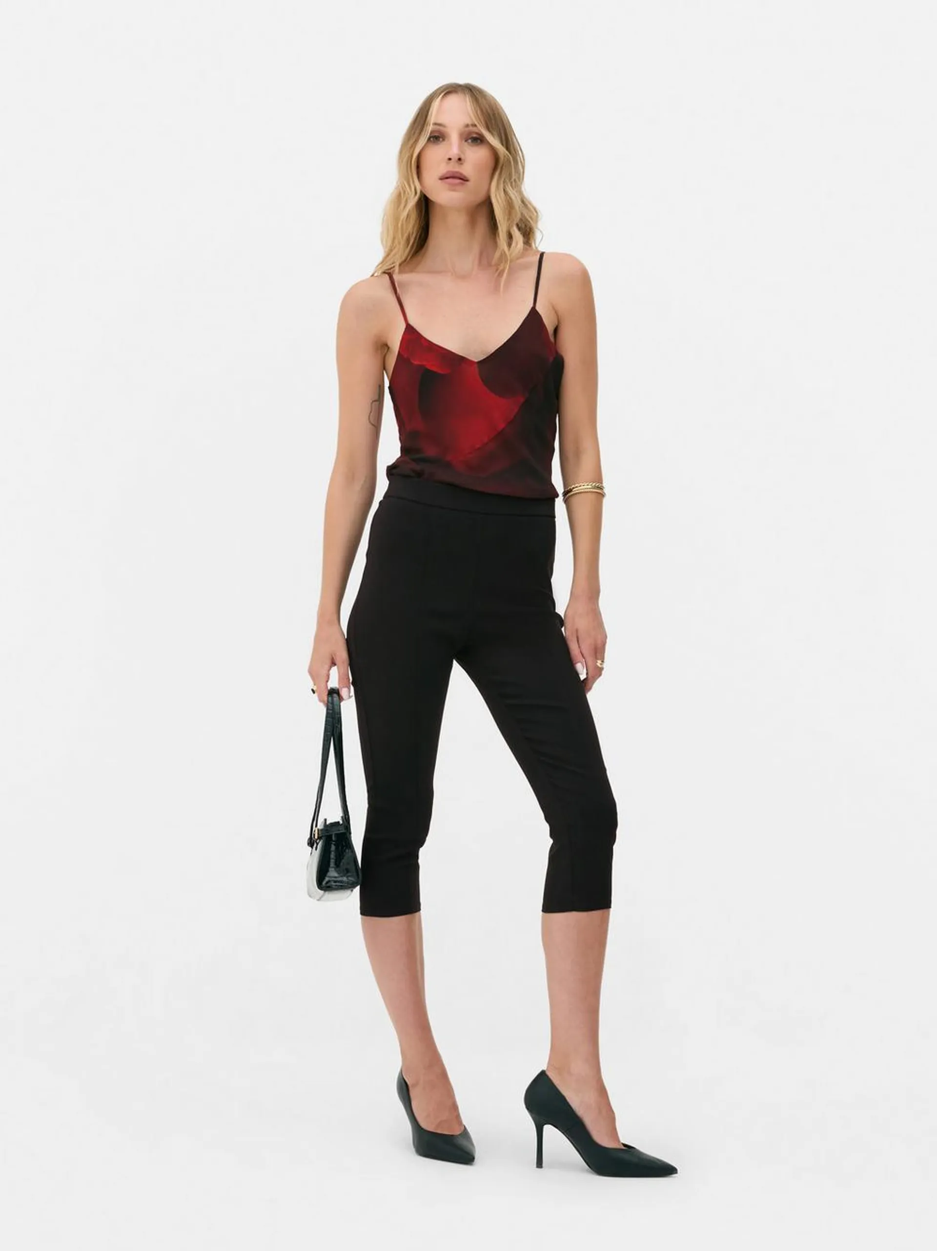 Rita Ora High-Waisted Slim Capri Trousers