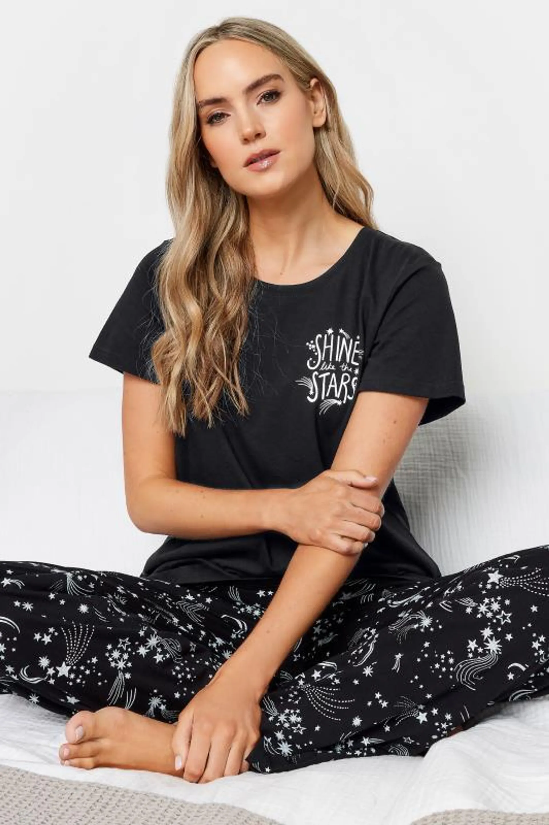 LTS Tall Black Star Print Pyjama Set