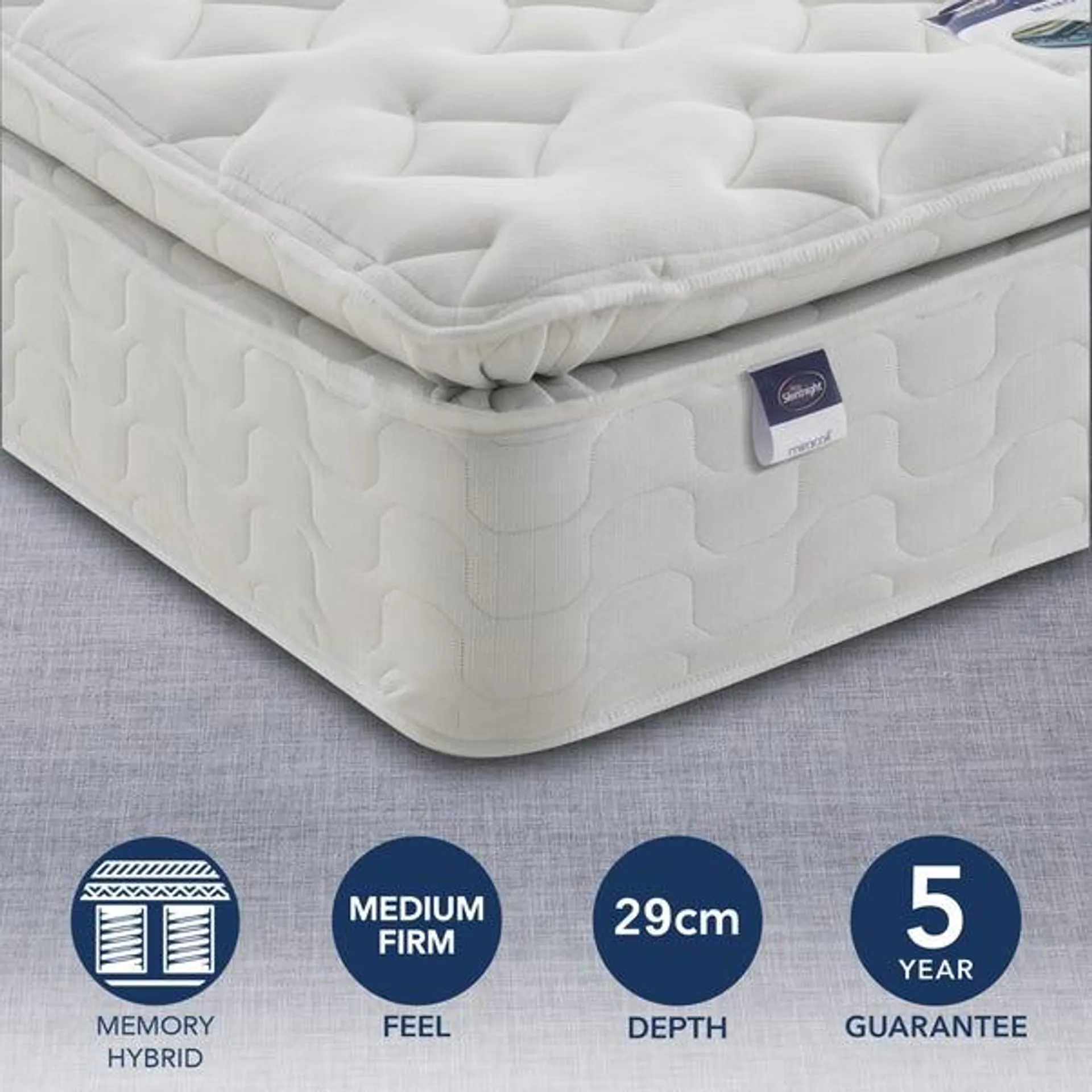 Silentnight Medium Firm Miracoil Memory Pillowtop Mattress