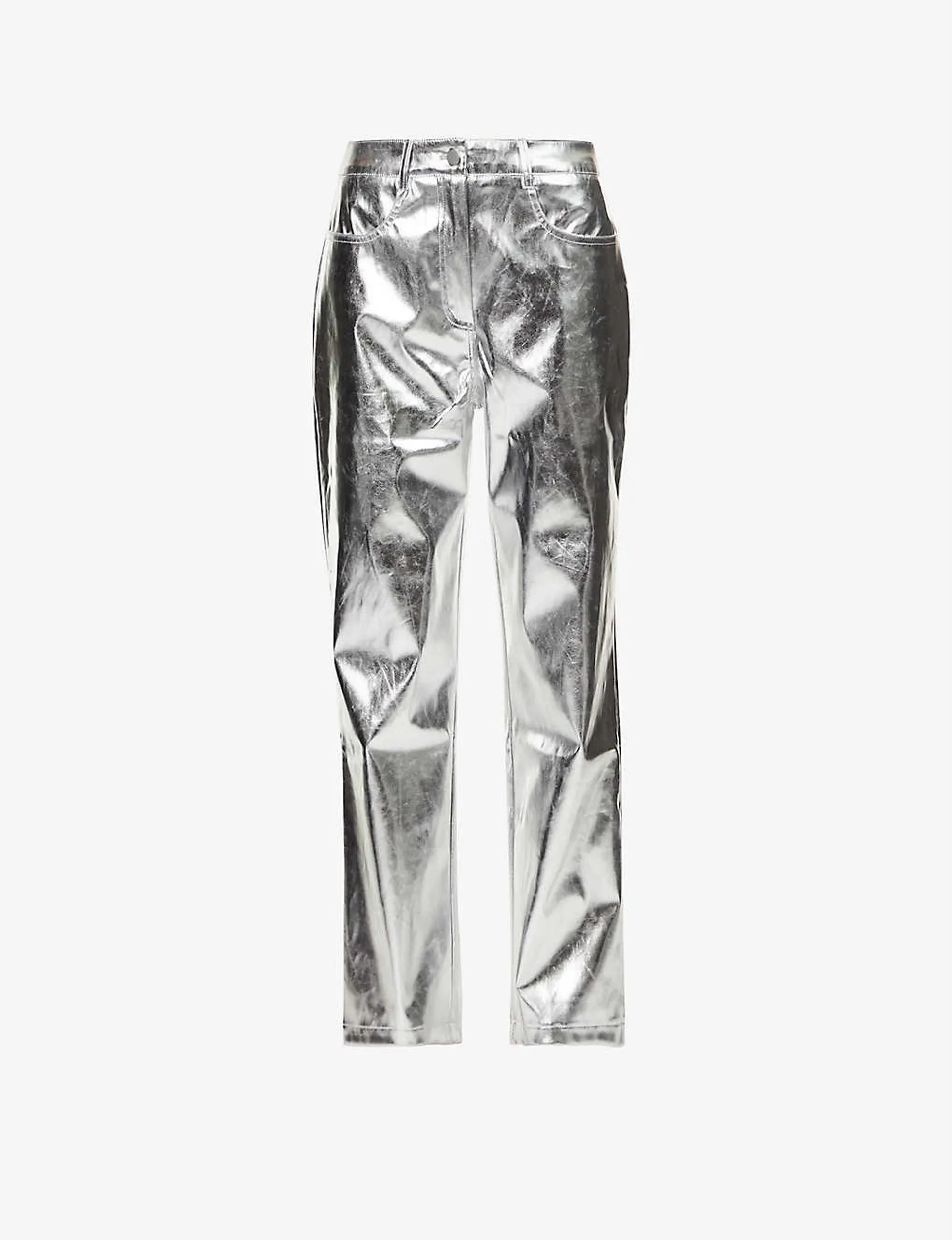 Lupe straight-leg high-rise faux leather trousers