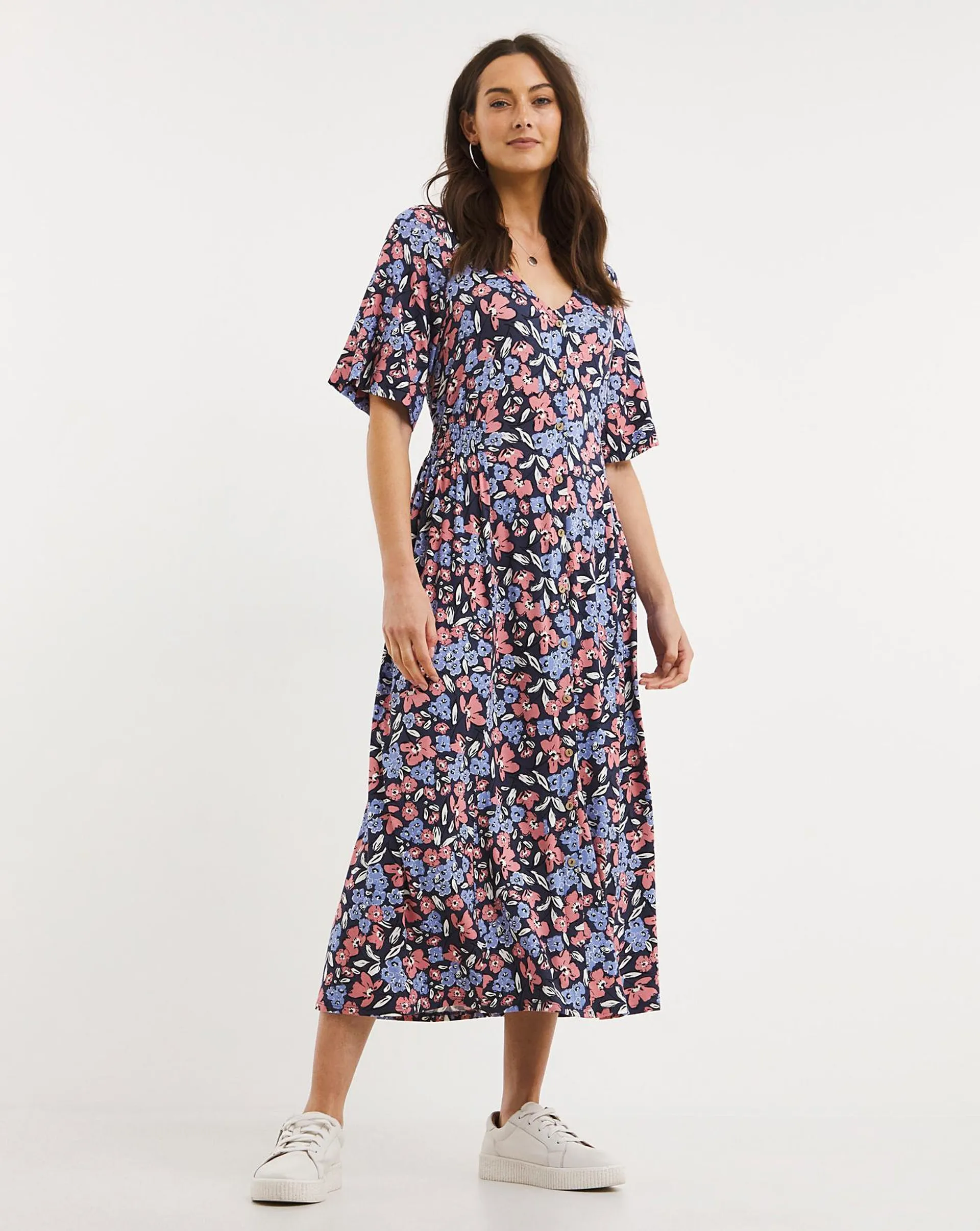 Julipa Jersey Button Through Midi Dress