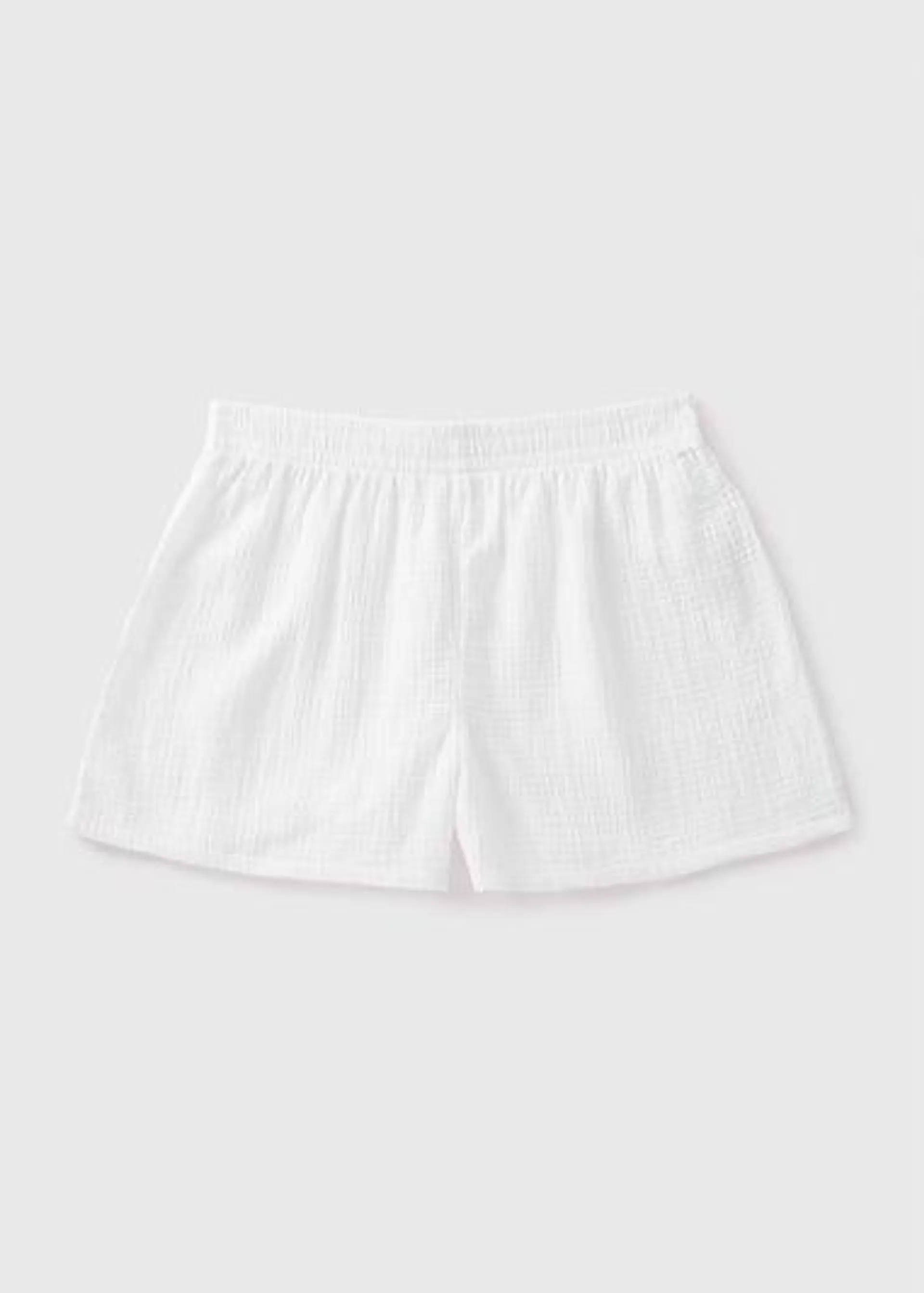 White Textured Cloth Beach Shorts