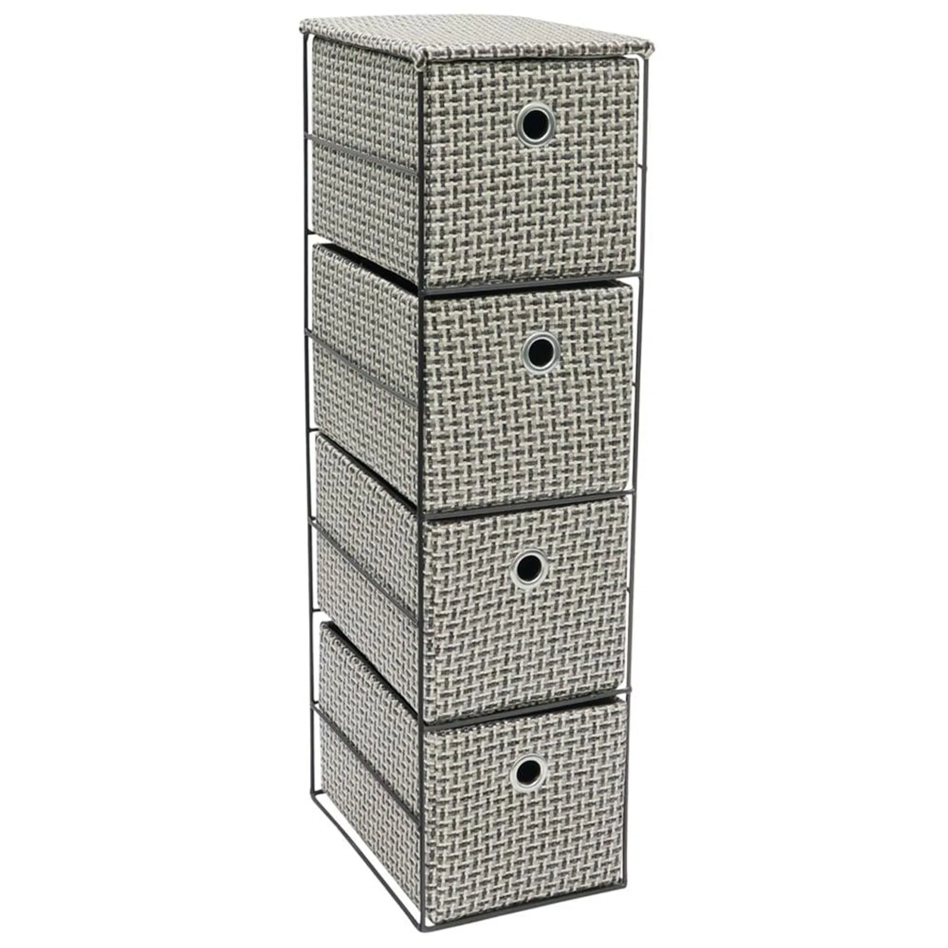 JVL Silva 4 Drawer Narrow Fabric Storage Tower