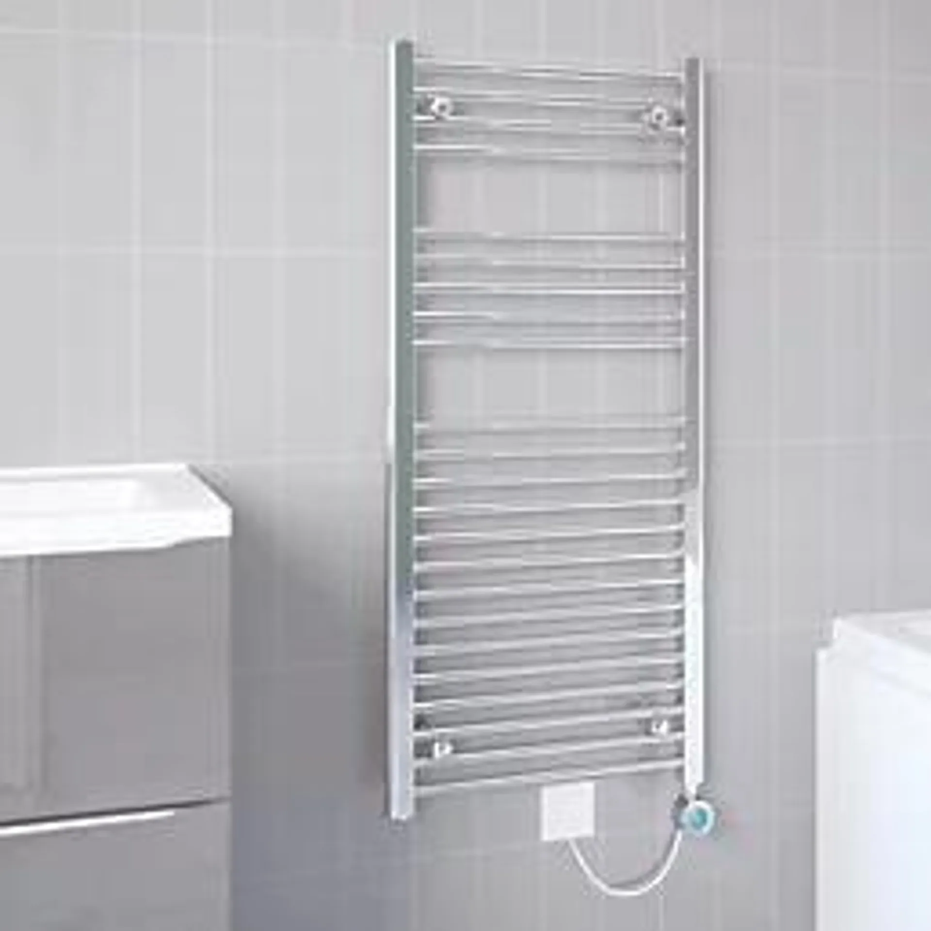 Flomasta 1100mm x 500mm 852BTU Chrome Flat Electric Towel Radiator