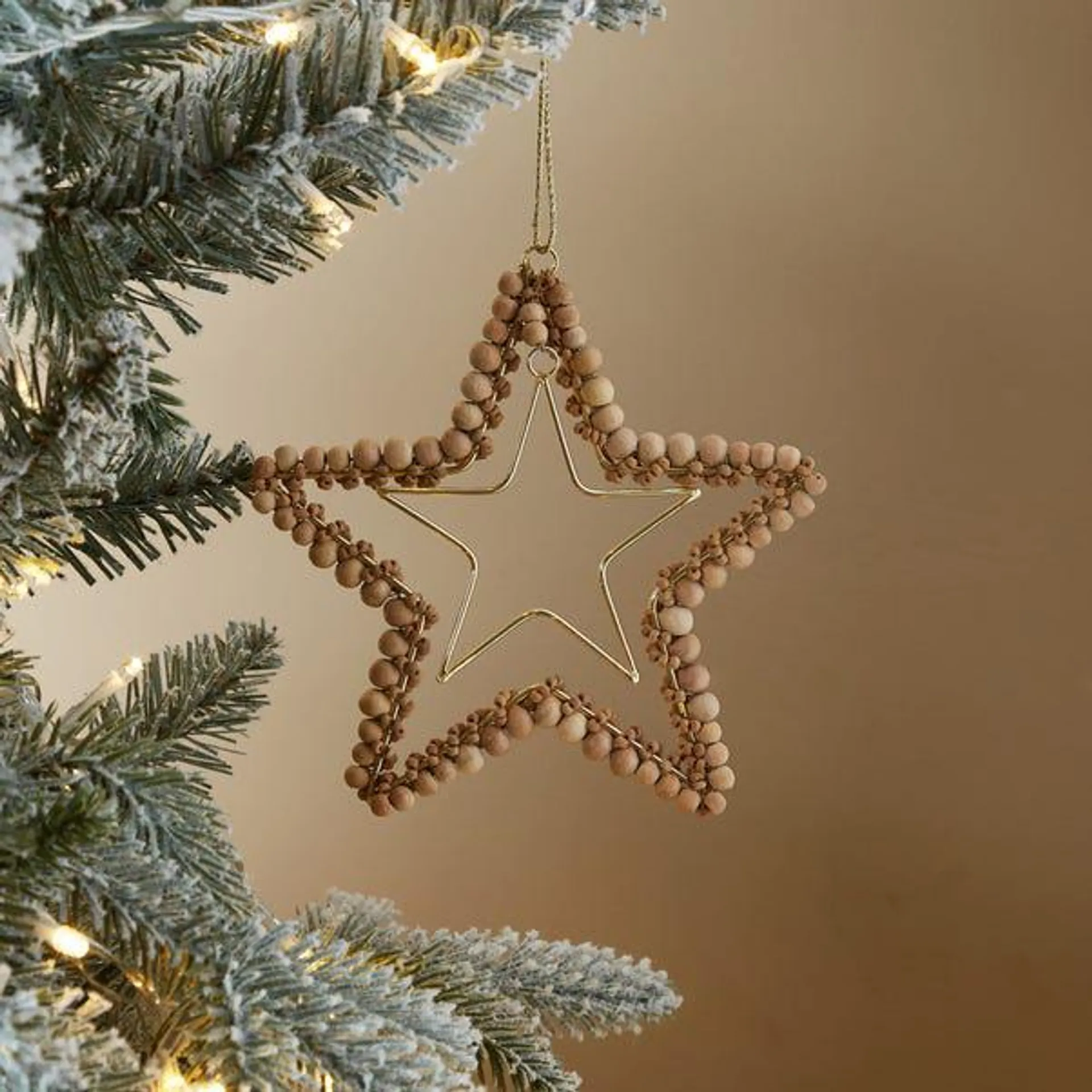 Wooden Bead Star Hanging Decoration