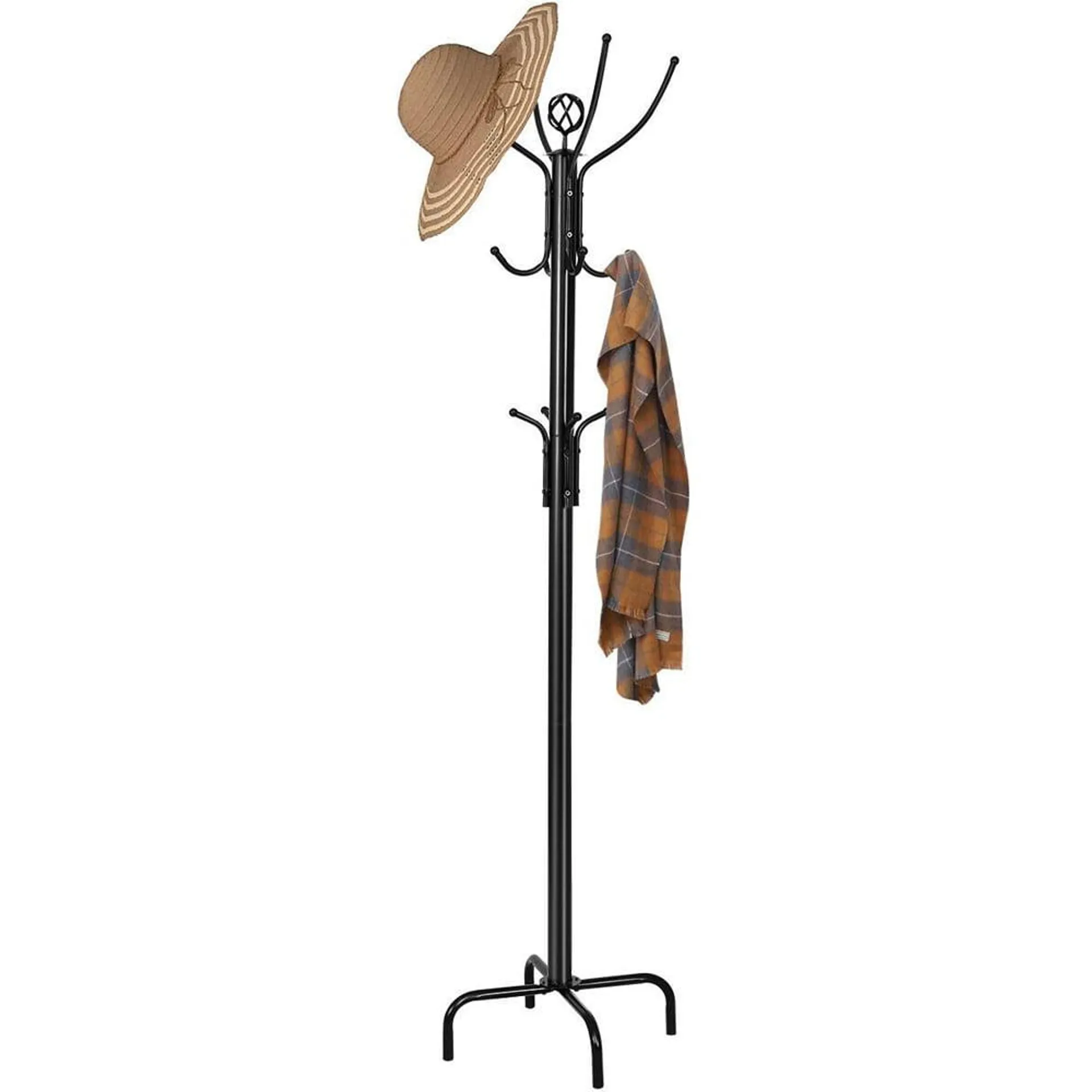 Costway Black Metal Coat Rack with 12 Hooks