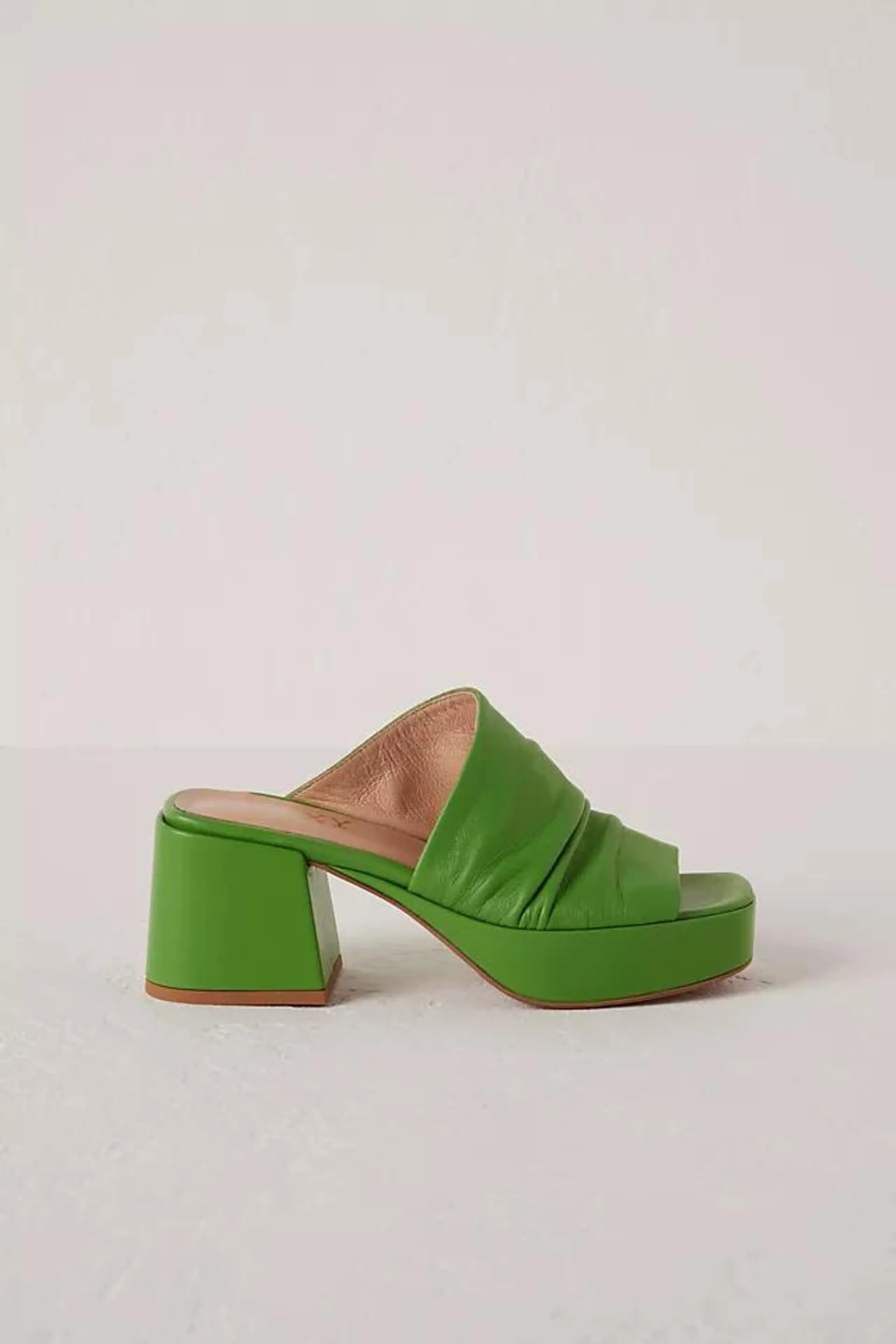 Pixy Ruched Leather Mules