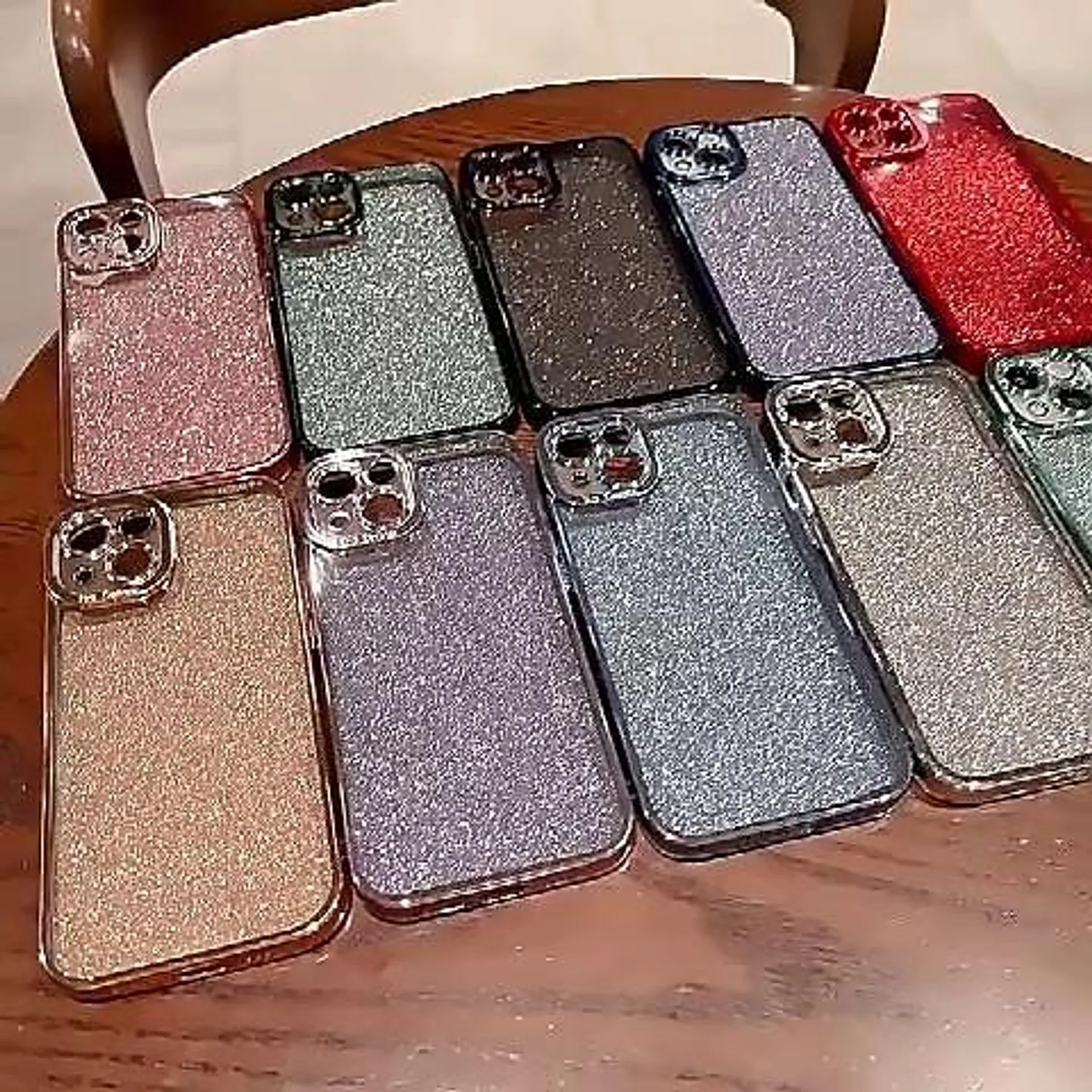 Phone Case For iPhone 15 14 Pro Max Plus iPhone 14 13 12 11 Pro Max Mini X XR XS Max 8 7 Plus for Women Girl Non-Yellowing Bling Glitter Shiny Solid Color