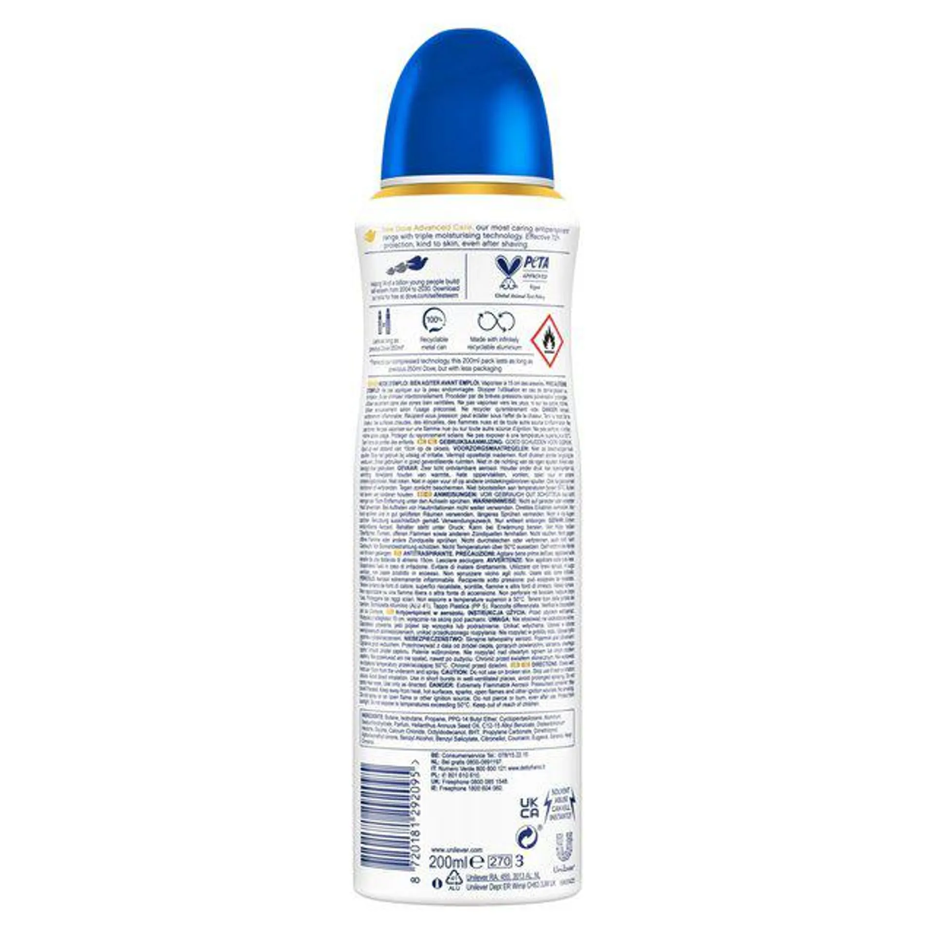 Dove Women Advanced Antiperspirant Deodorant Original Aerosol 200ml