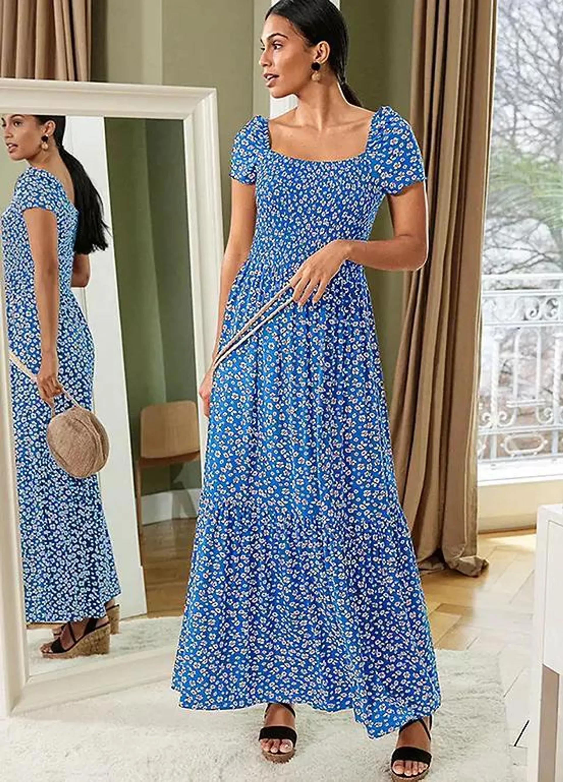 bonprix Smocked Maxi Dress