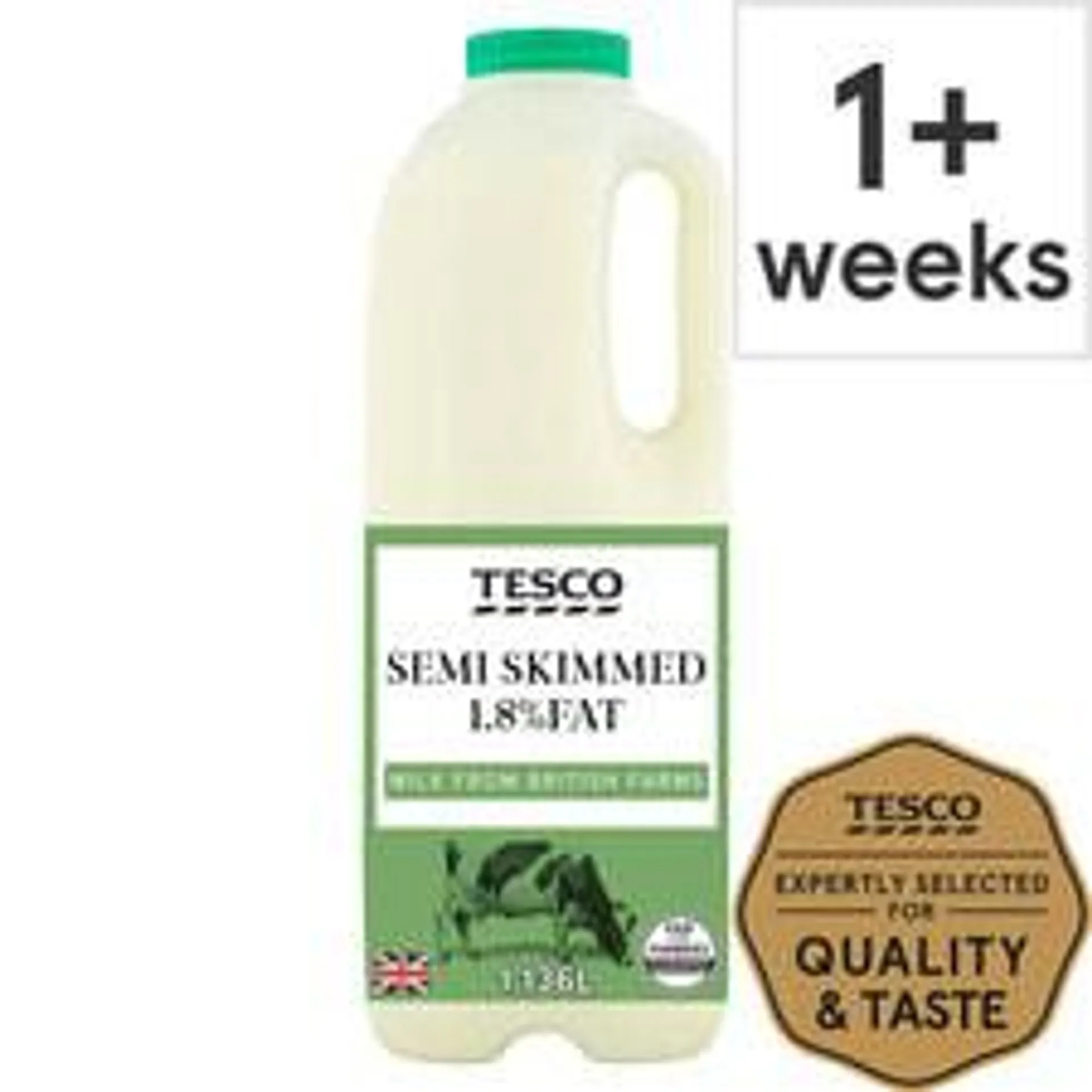 Tesco British Semi Skimmed Milk 1.13L, 2 Pints