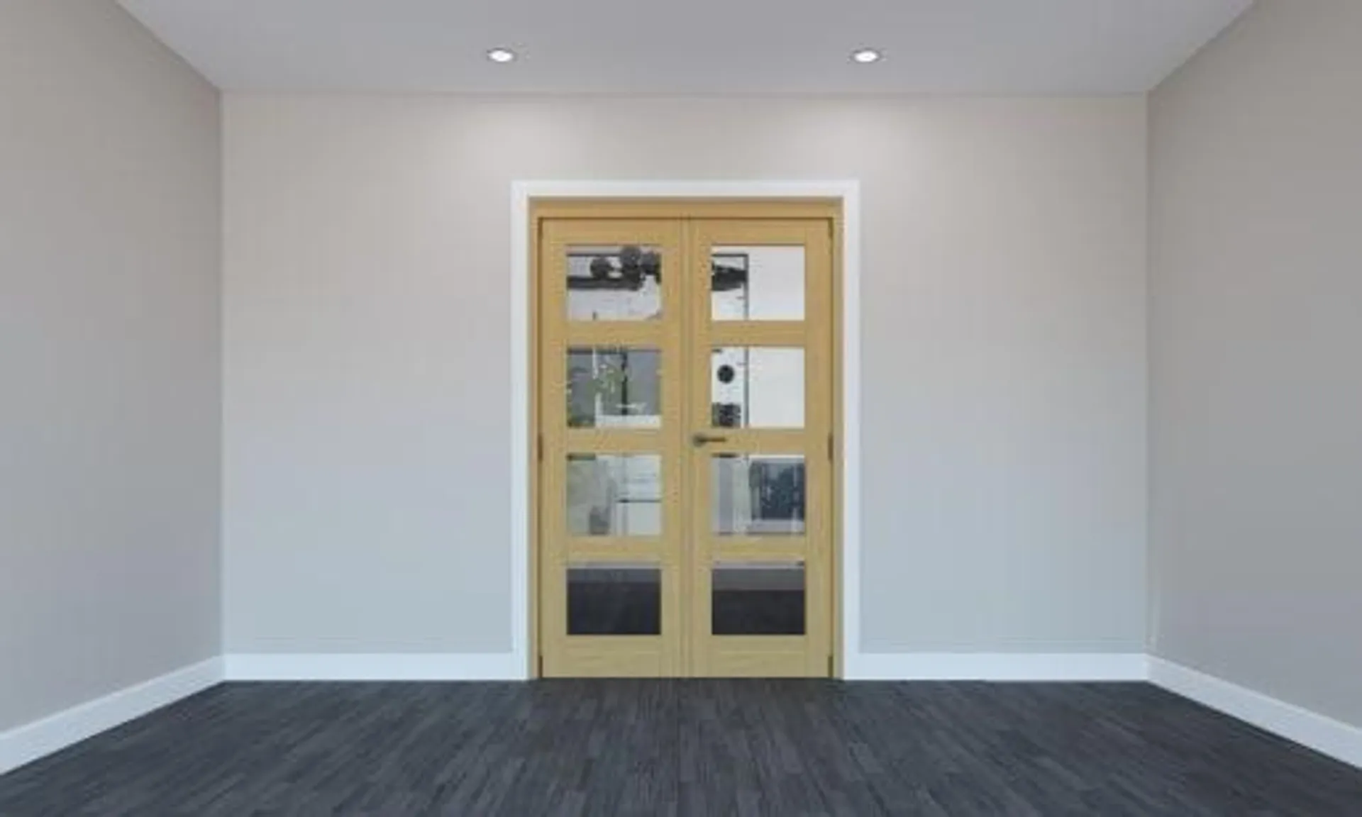 Rohden Un-Finished Oak 4 Light Internal French Door Set - 2010 mm