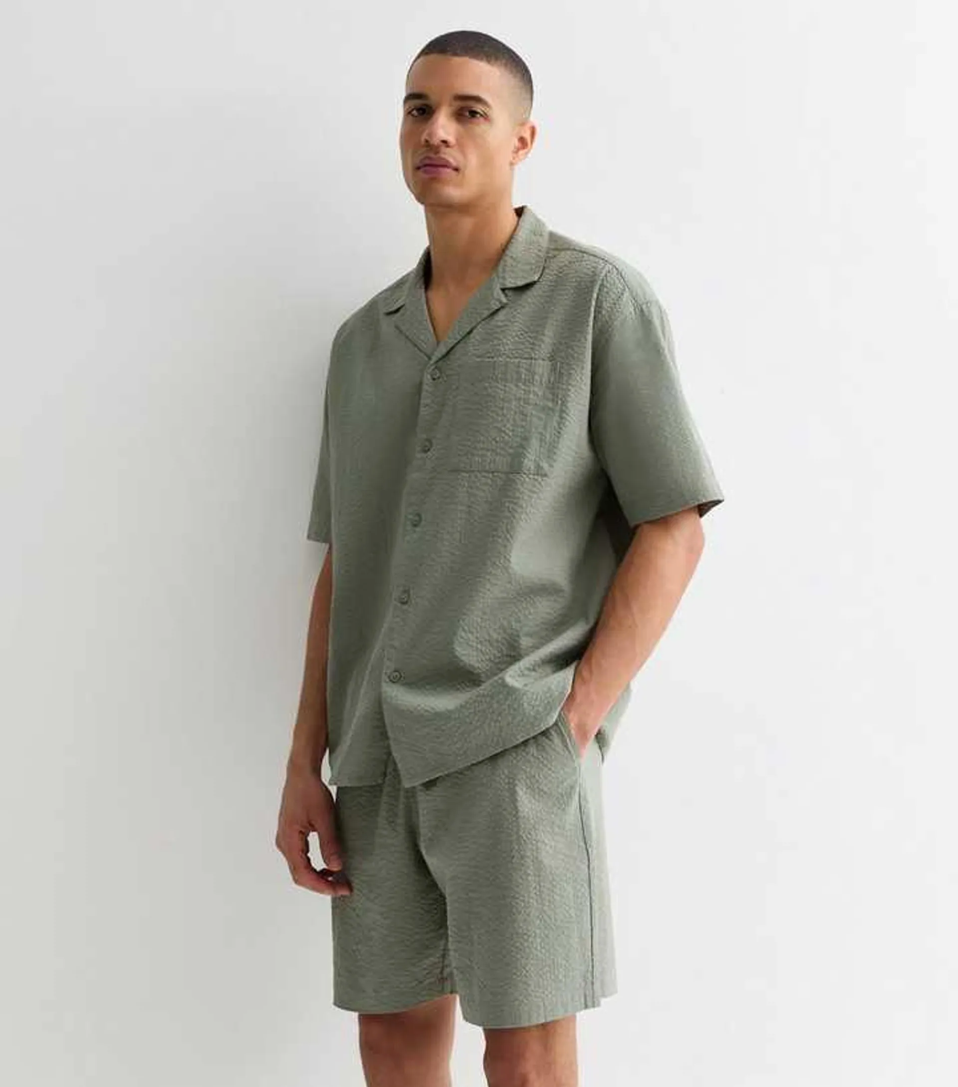 Olive Relaxed Fit Cotton Drawstring Shorts