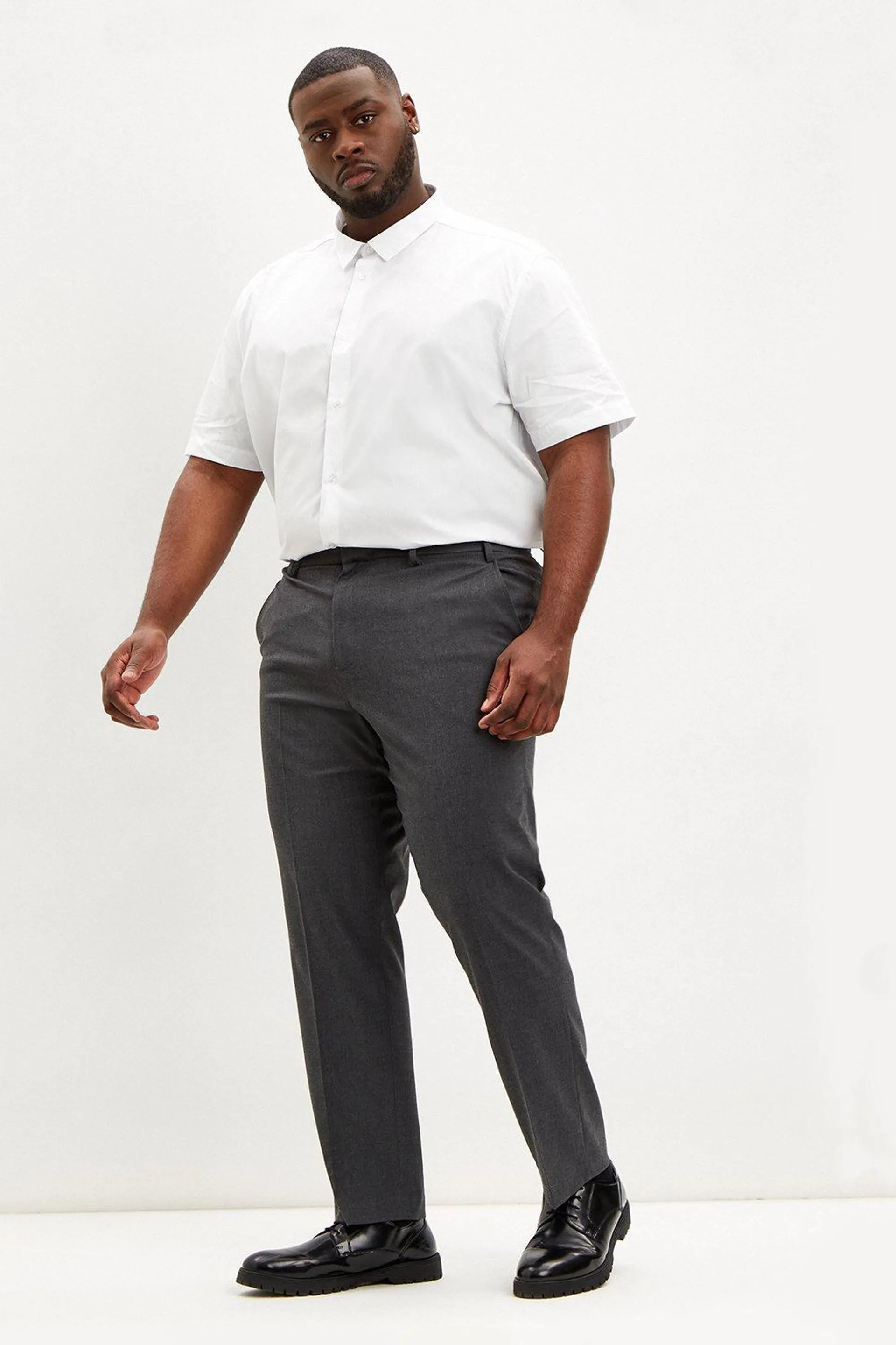 Plus Tailored Fit Charcoal Smart Trousers