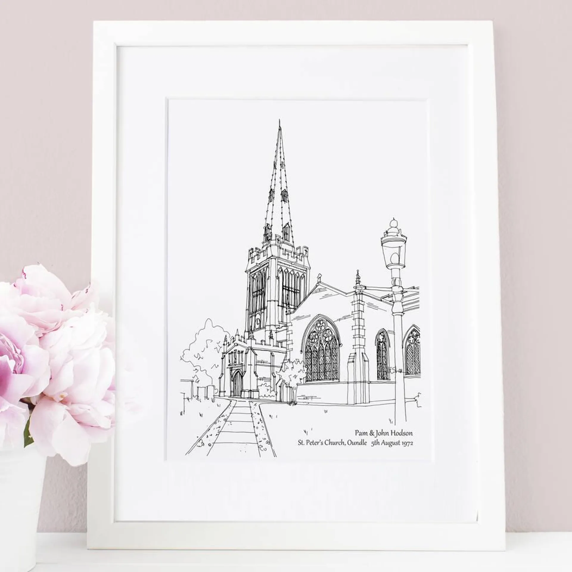 Personalised Wedding Venue Sketch