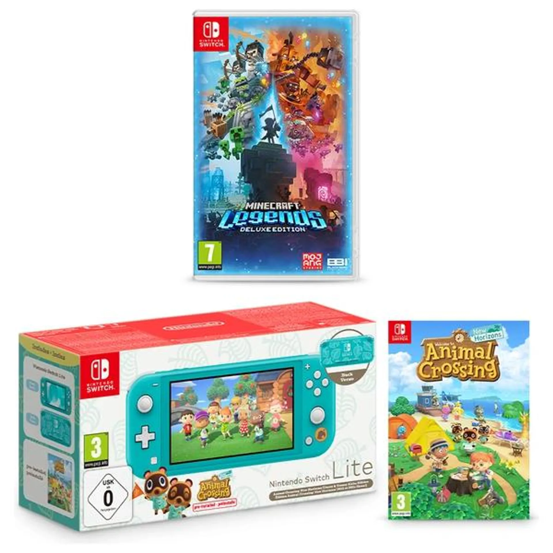 Nintendo Switch Lite Animal Crossing: New Horizons Timmy & Tommy's Edition & Minecraft Legends