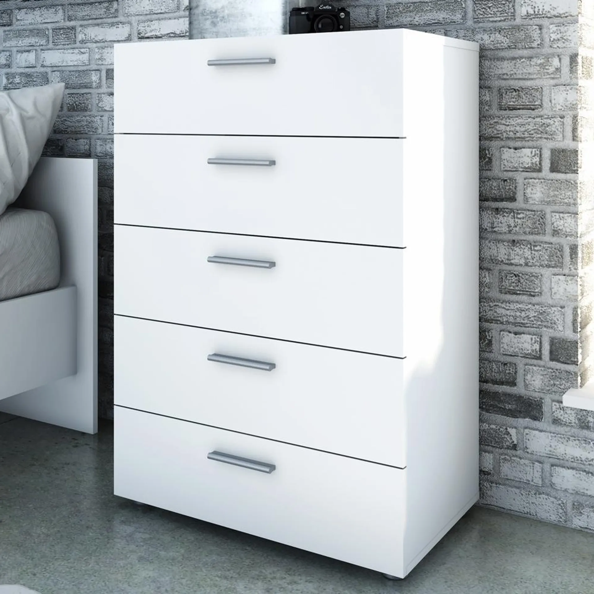 Florence 5 Drawer White Chest of Drawers