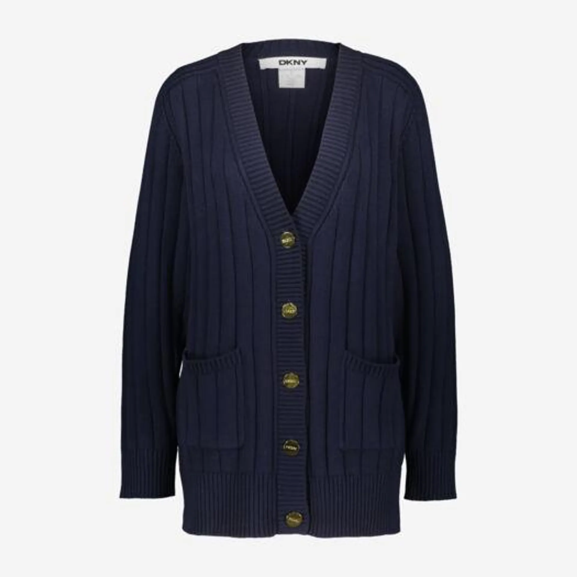 Navy Long Sleeve Ribbed Cardigan