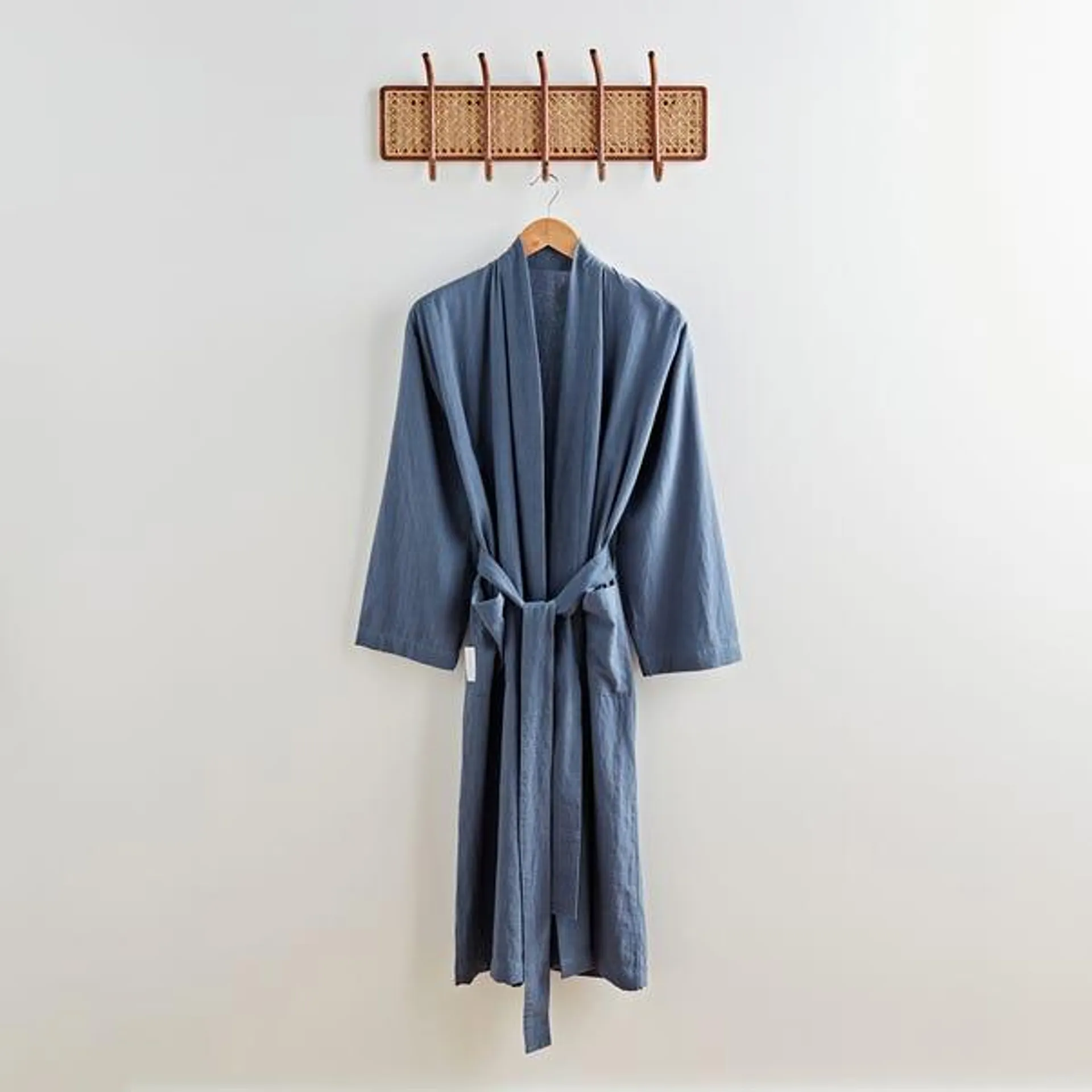 Washed Cotton Linen Blend Dressing Gown