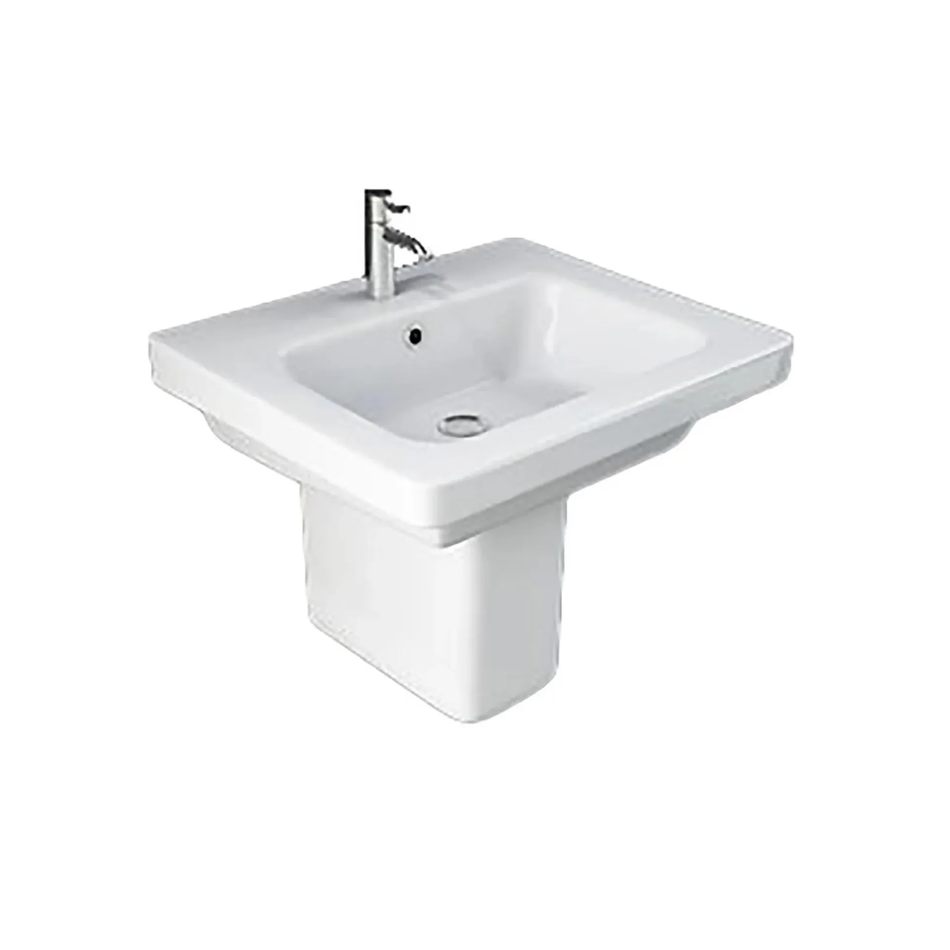 Falcon 550mm White Basin and Semi Pedestal with 1 Tap Hole