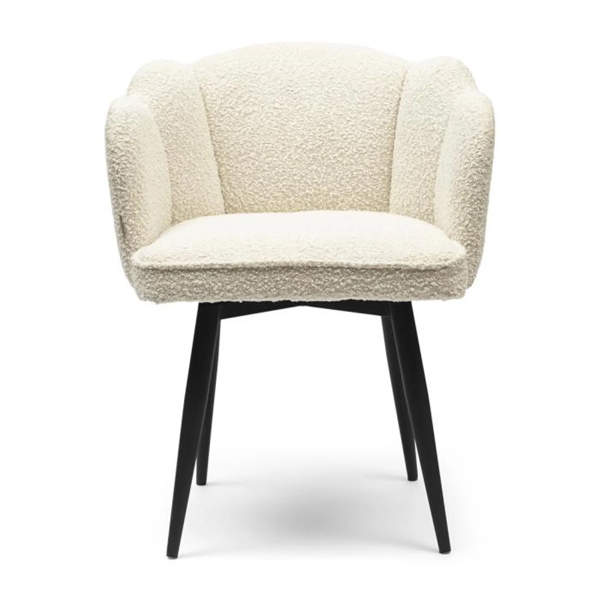 Turnable Dining Chair Dauphine, White Sand, Bouclé