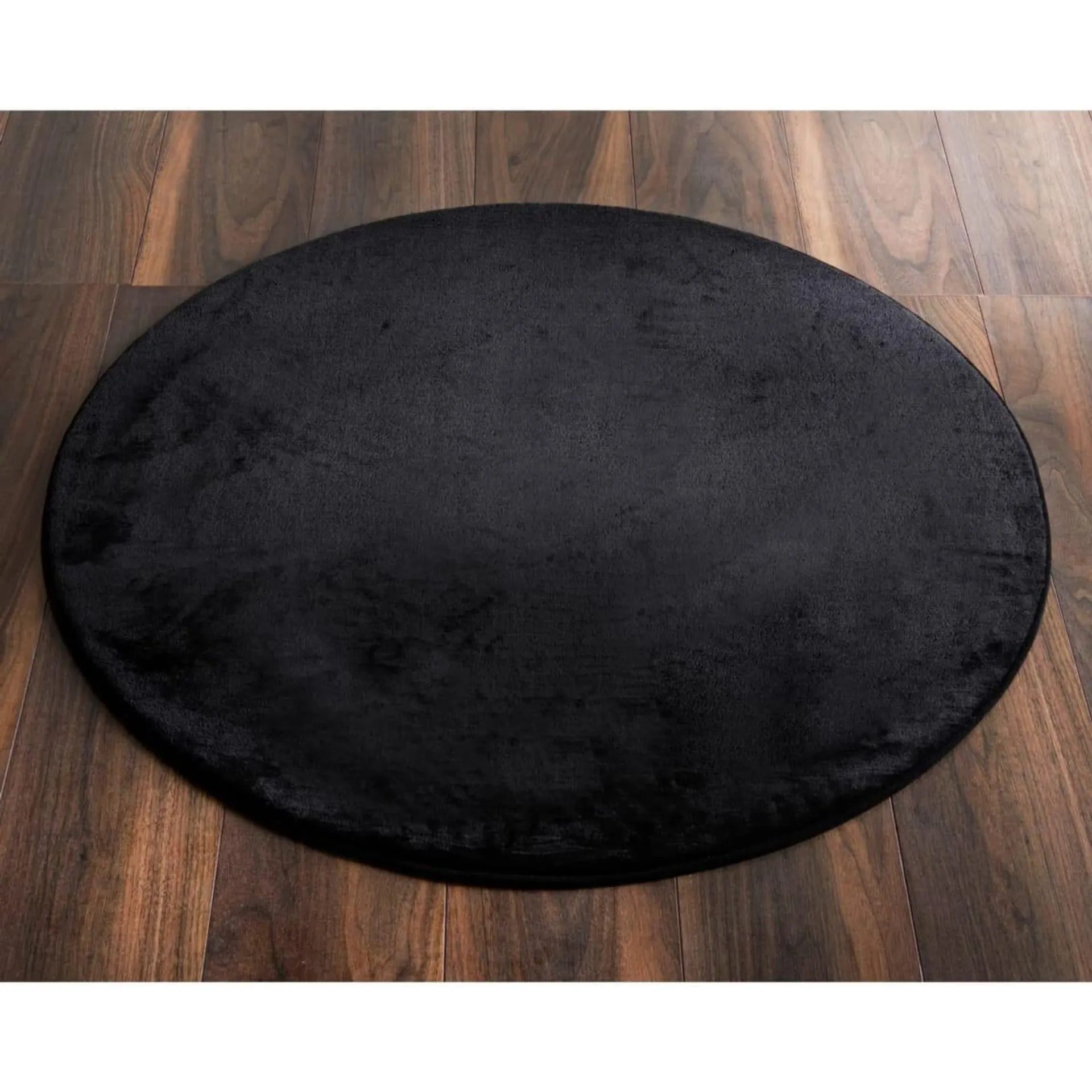 Circle Micro Plush Rug - Black