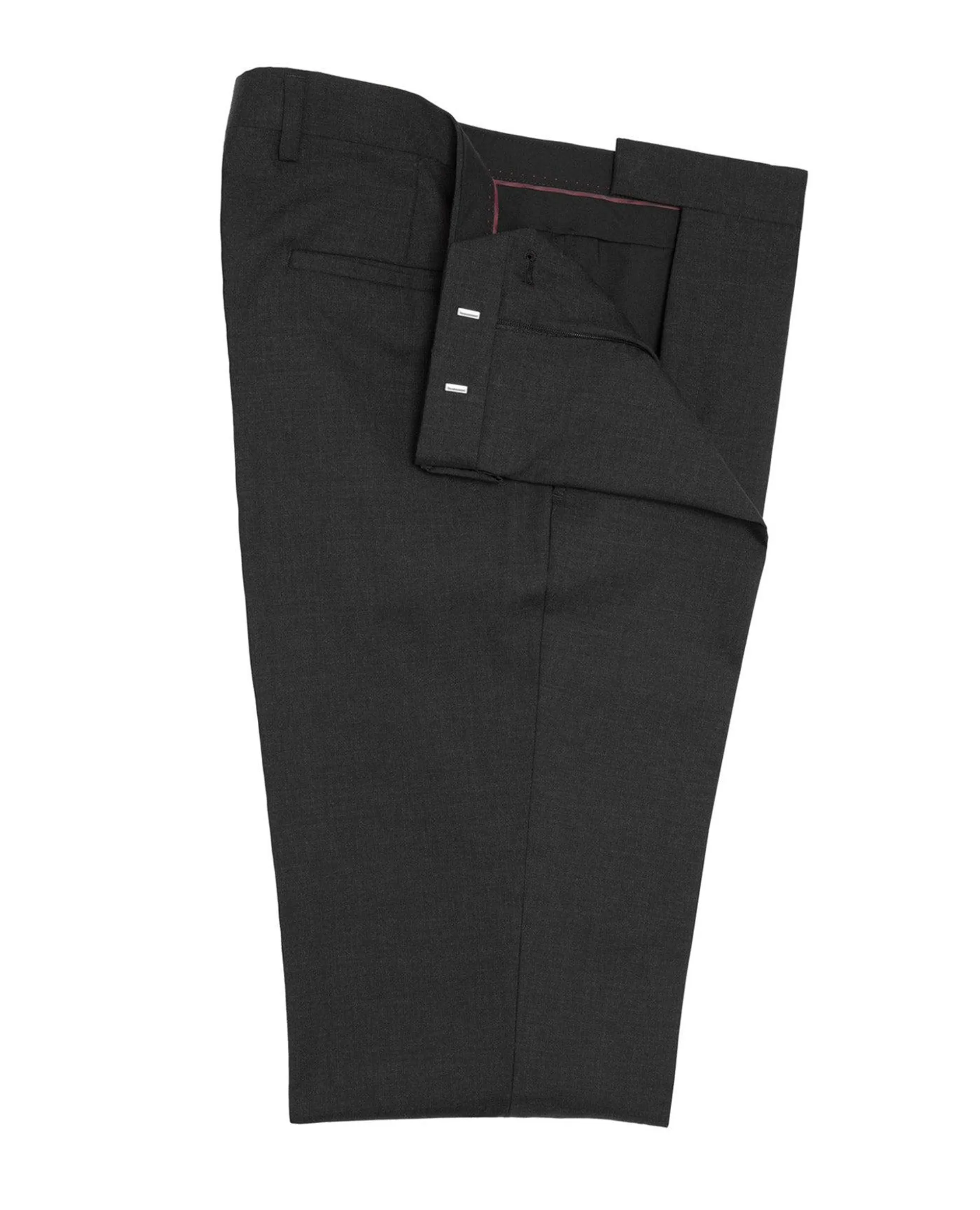 Flat Front Hoxton Trousers Plain Weave Charcoal Grey