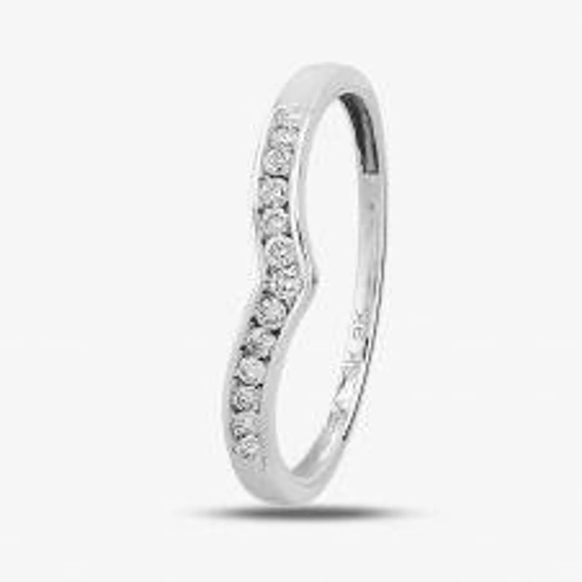 9ct White Gold 0.12ct Diamond Wishbone Half Eternity Ring THR14730