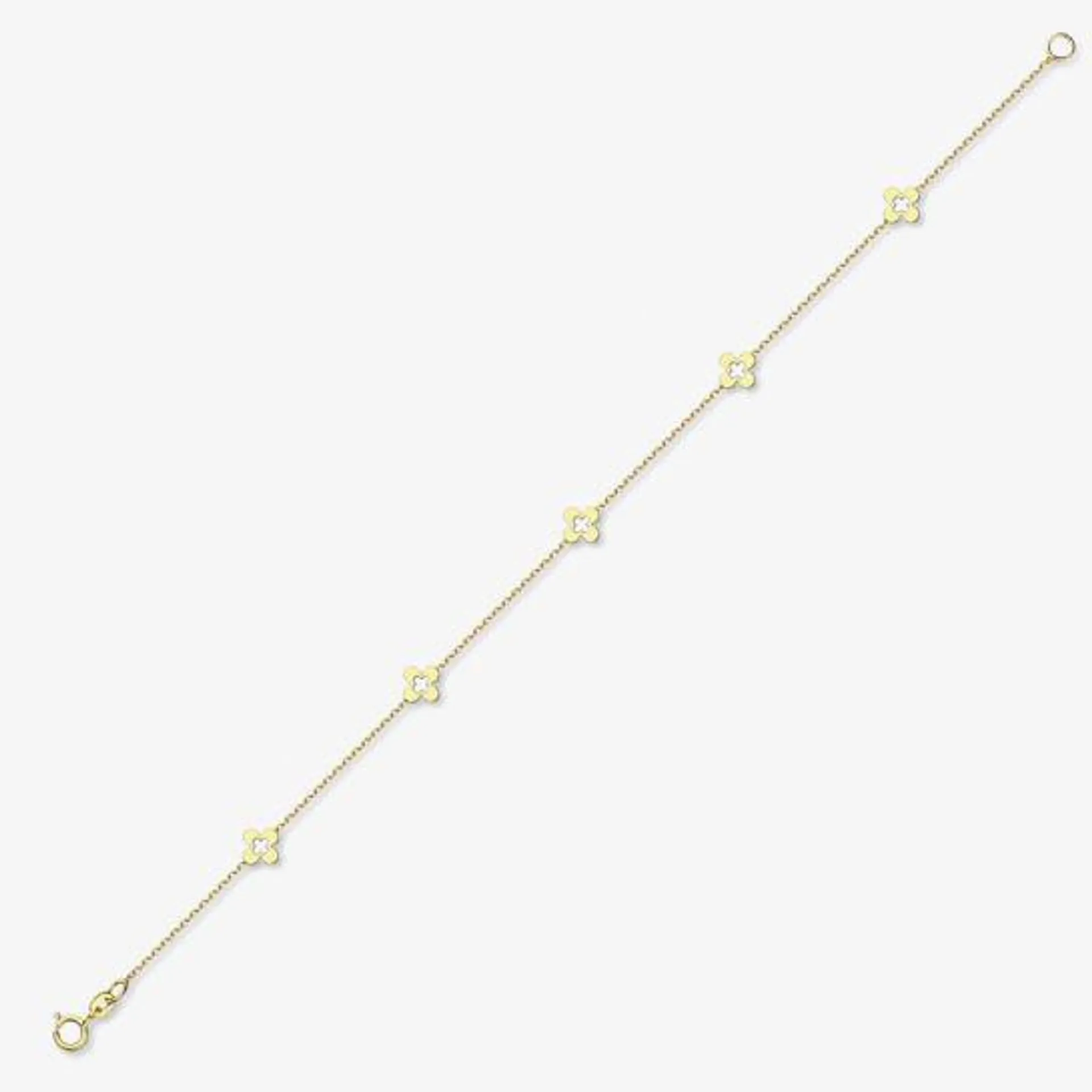 9ct Yellow Gold Open Flower Chain Bracelet CN115-07