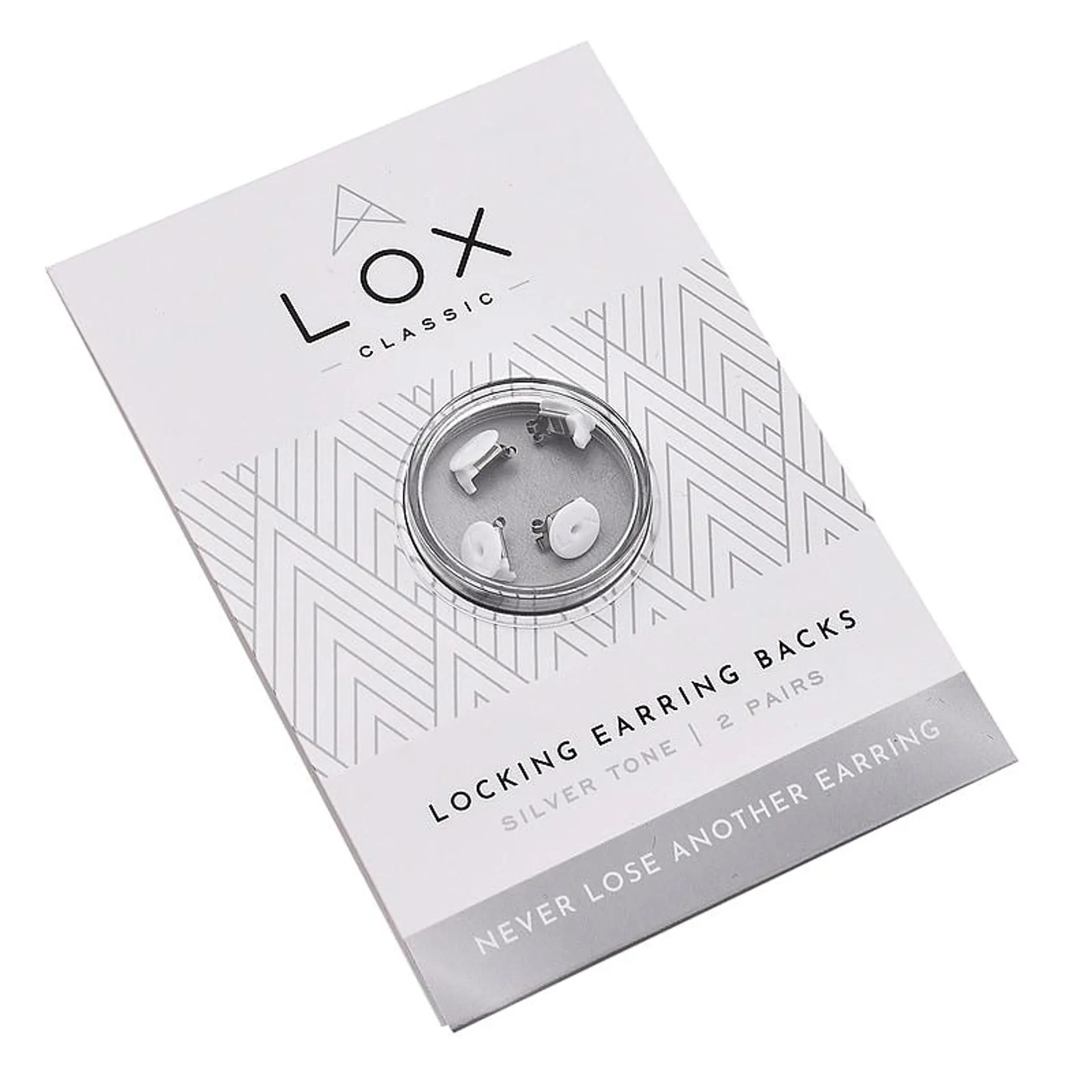 Connoisseurs LOX Secure Earring Backs - Set of Two Pcs Push Set in Silver Tone