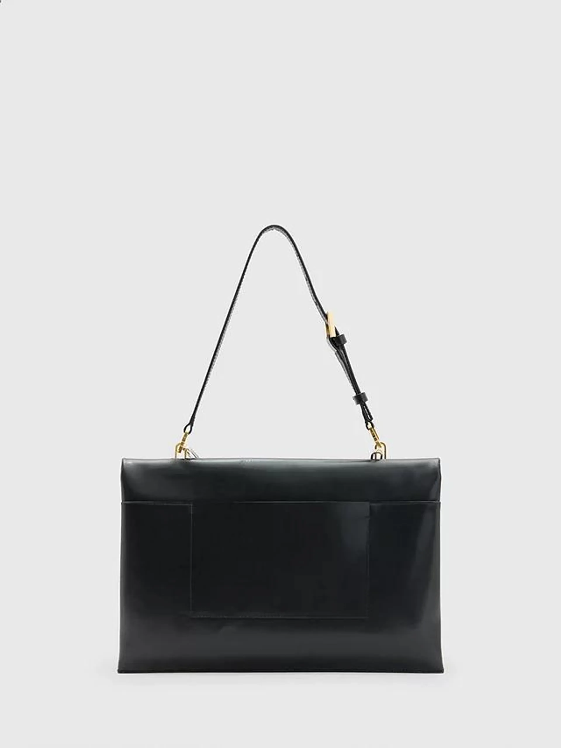 Luca Chain Detail Shoulder Bag, Black