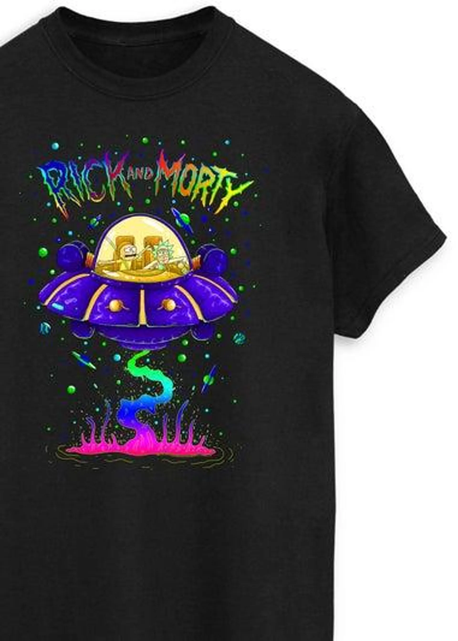 Cartoon Network Rick & Morty Space Cruiser Black Printed T-Shirt