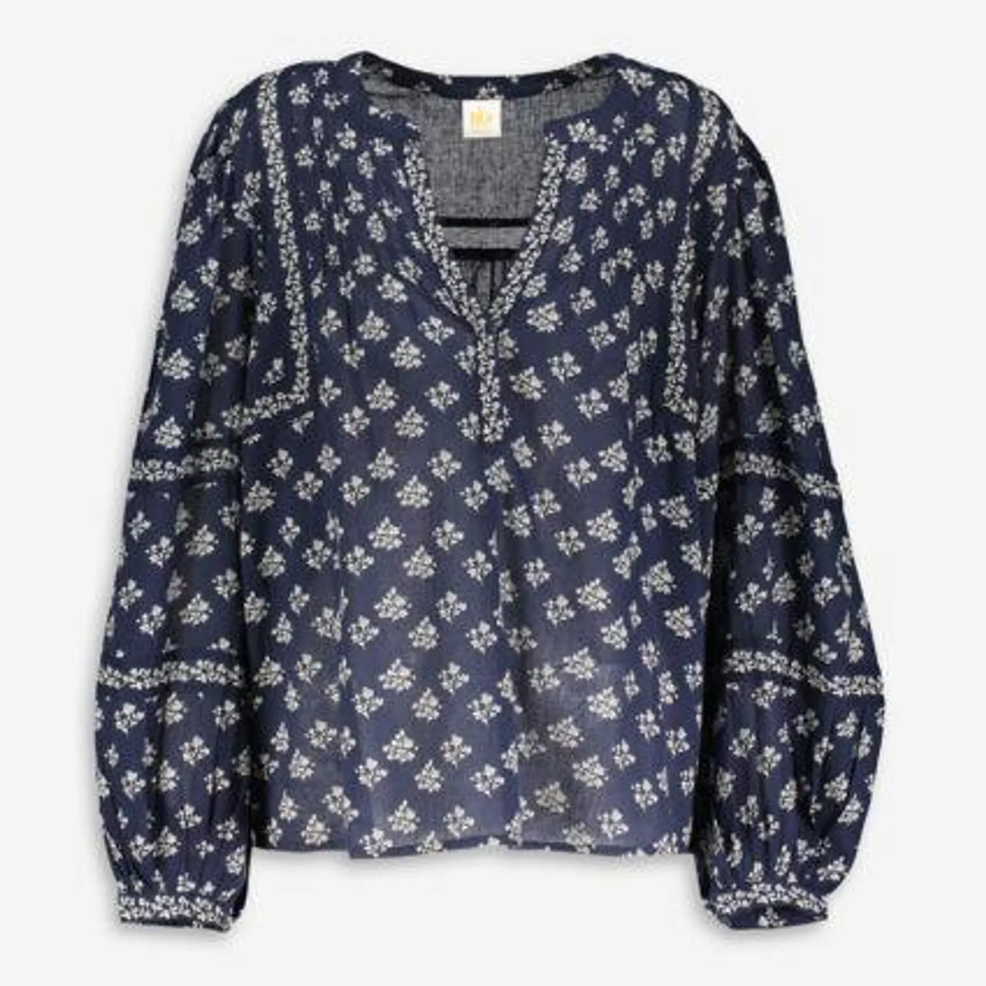 Navy Patterned Tunic Top