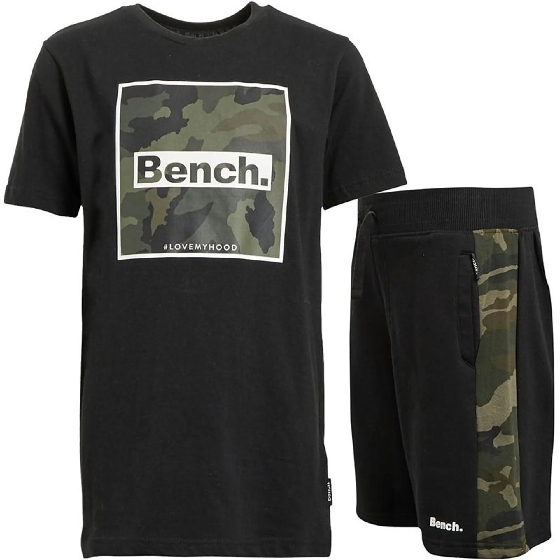 Bench Boys Sanlo Fleece T-Shirt And Shorts Set Black