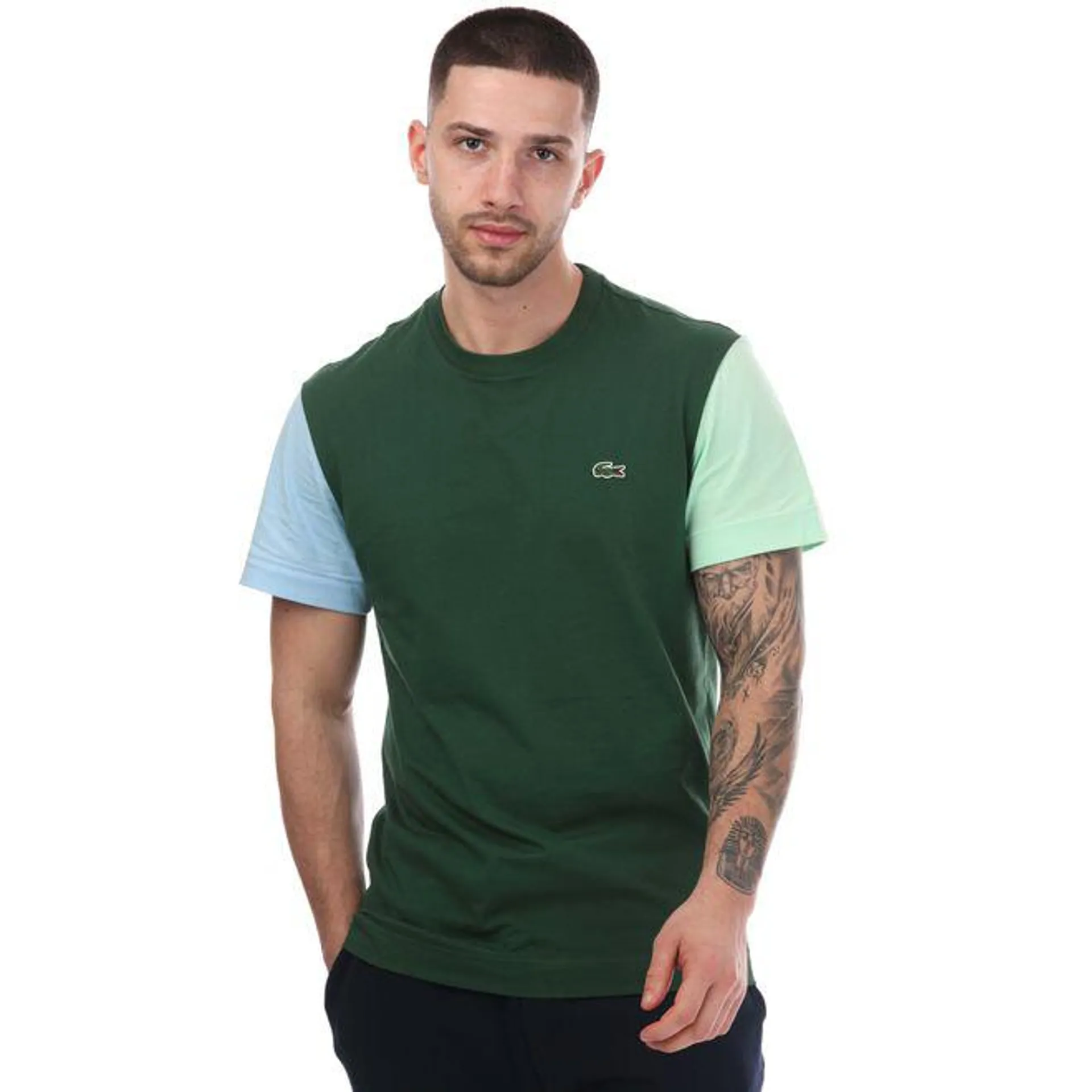 Lacoste Mens Regular Fit Colour-Block T-Shirt in Green