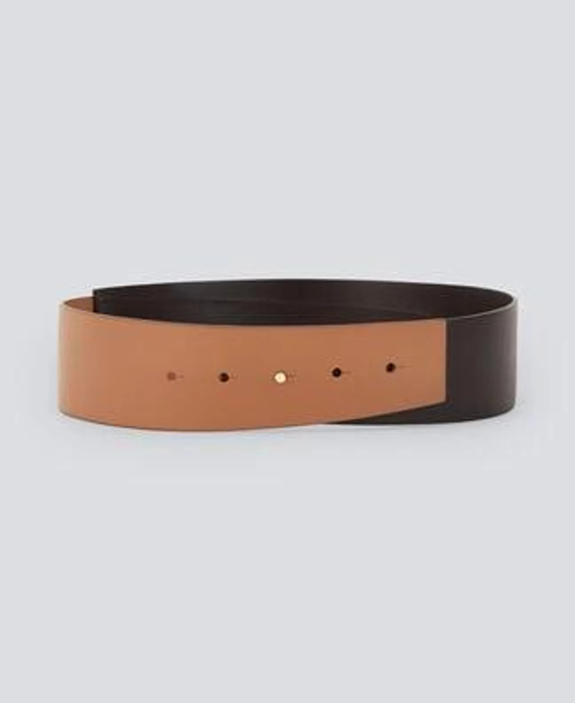 Two-tone asymmetric belt woman