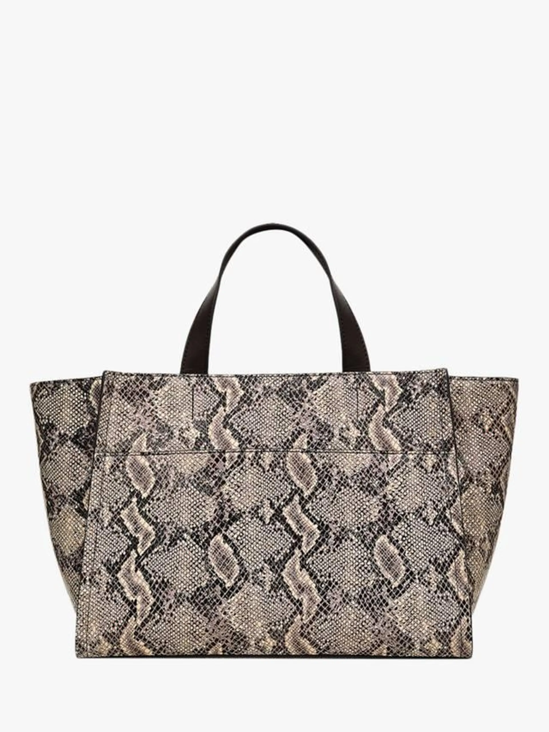 Oak Street Leather Snake Print Grab Bag, Chalk/Multi