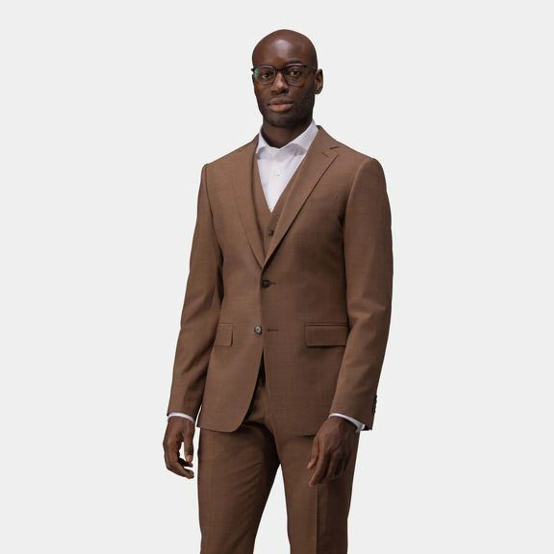 Light brown three-piece suit