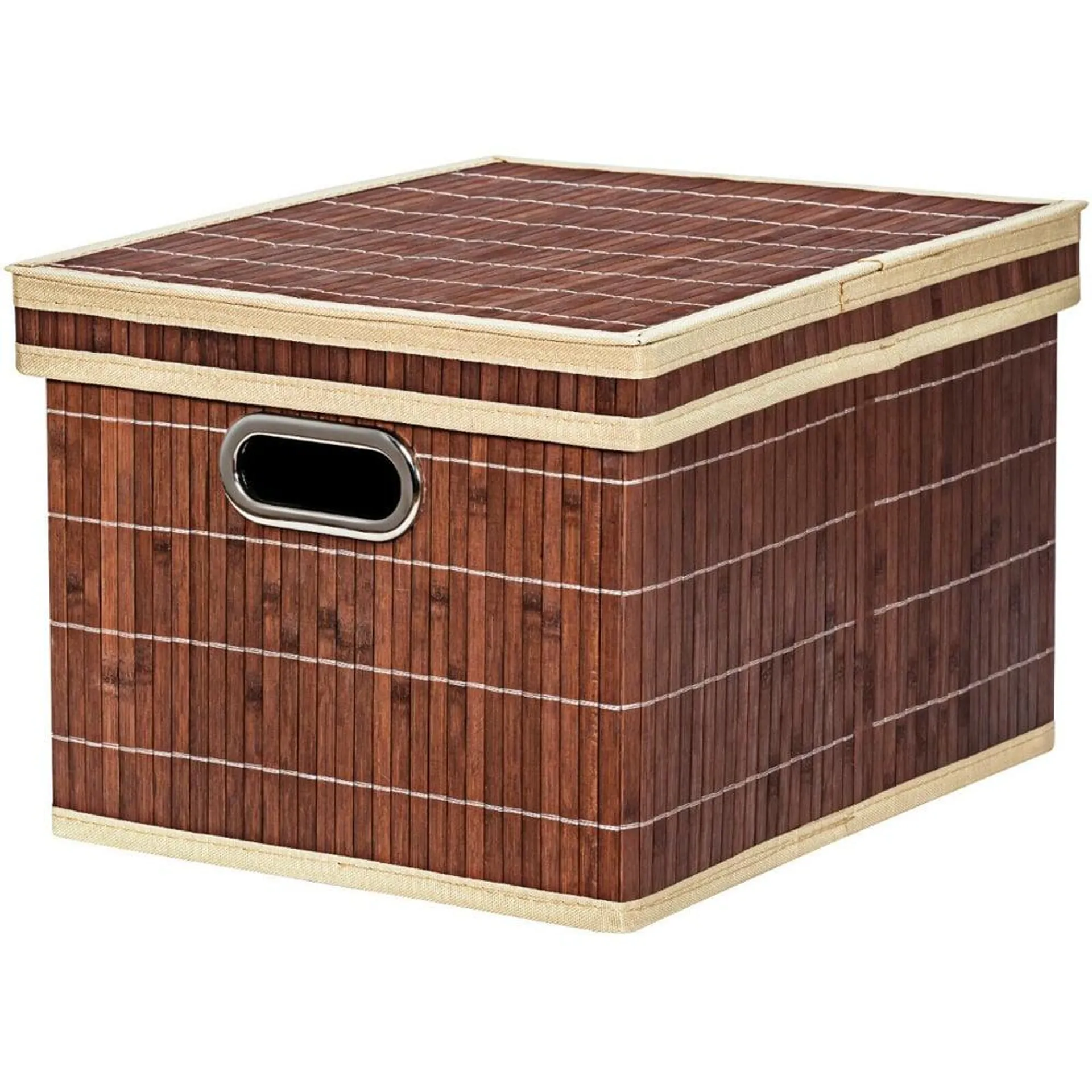 Costway Set of 2 Coffee Bamboo Square Storage Basket with Lid