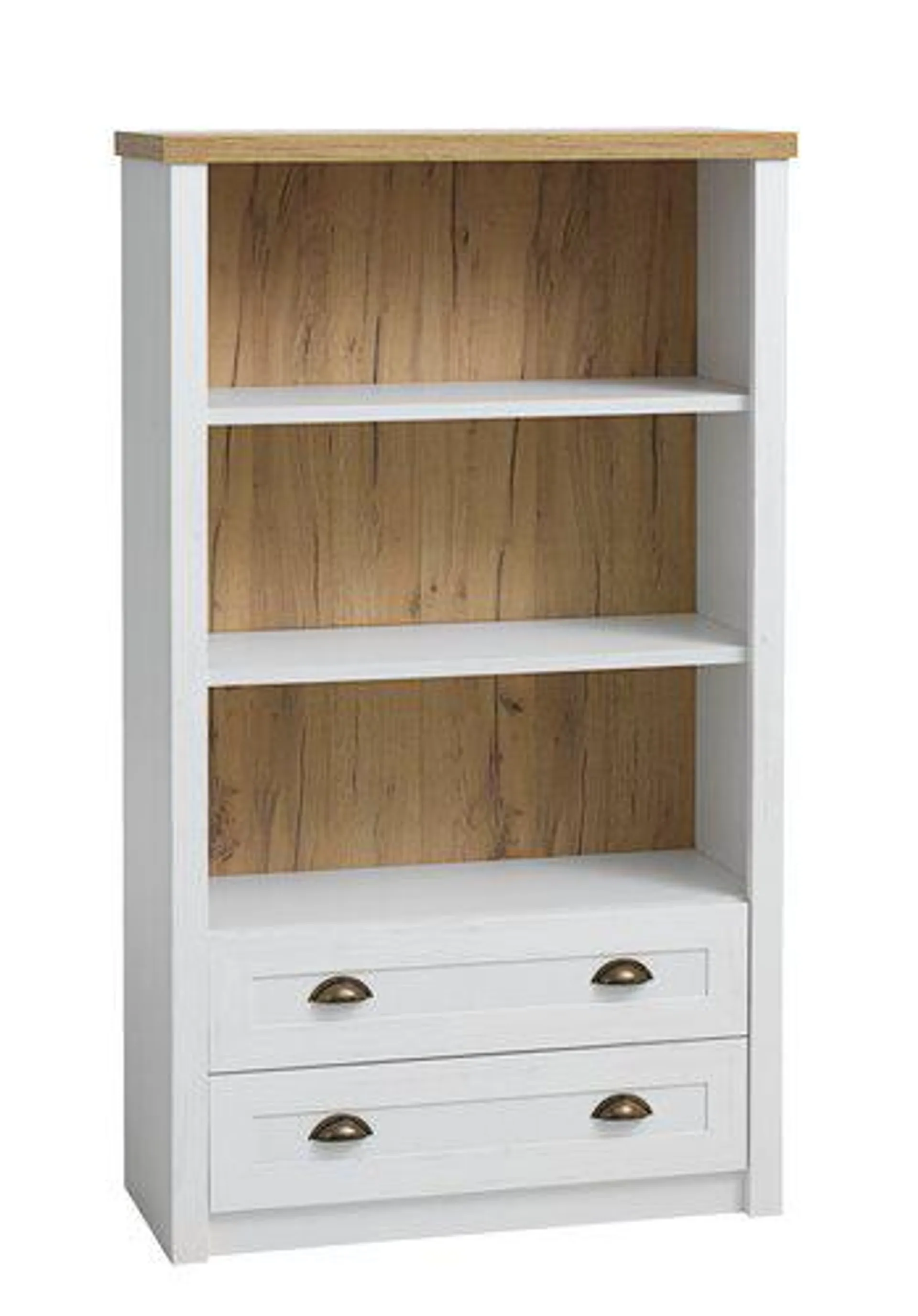 Bookcase MARKSKEL 2 drawers white/oak colour