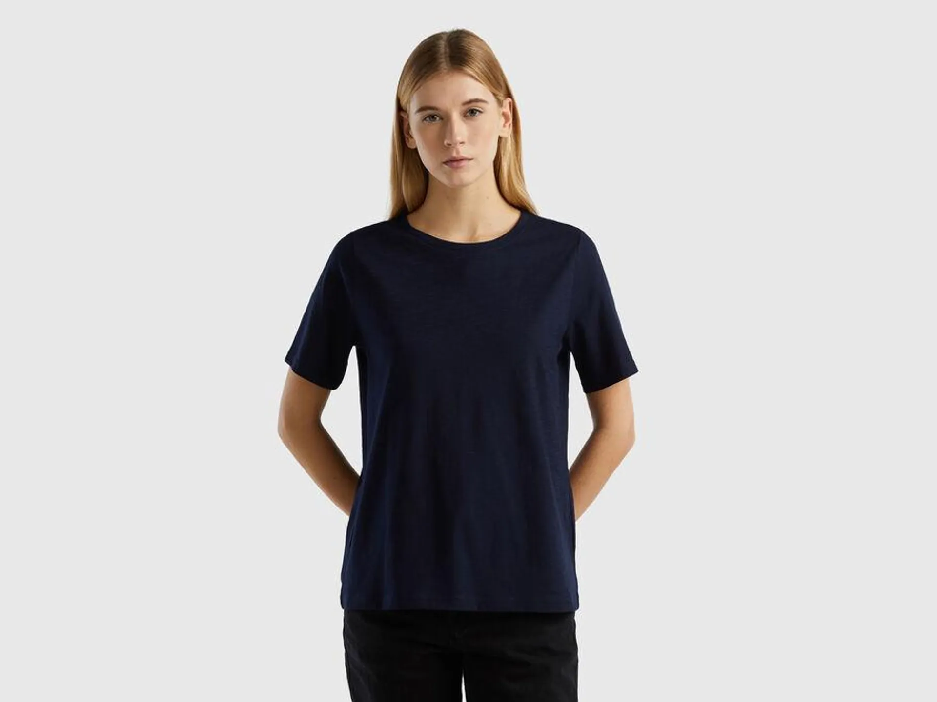 Crew neck t-shirt in slub cotton