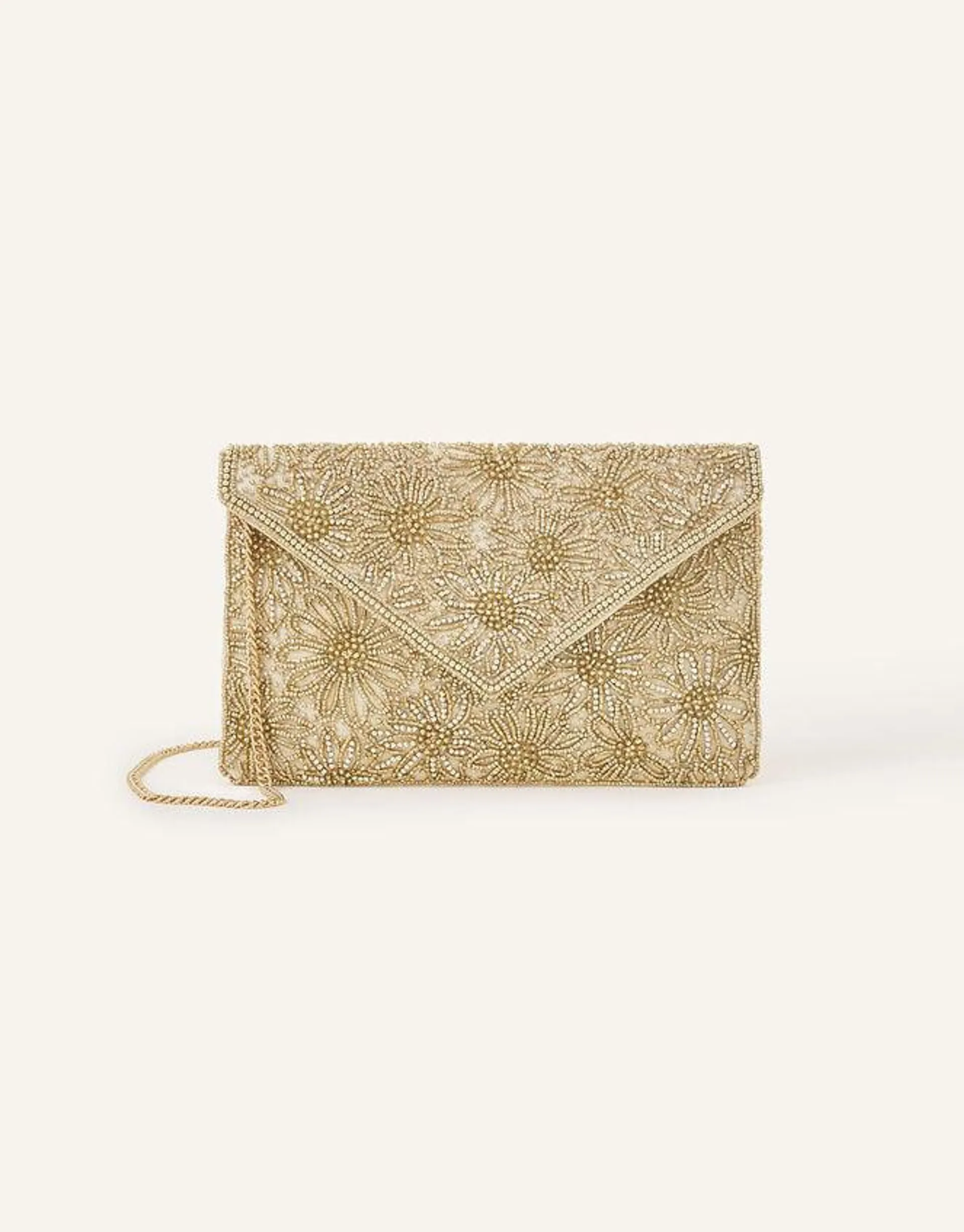 Embellished Classic Clutch Bag Gold