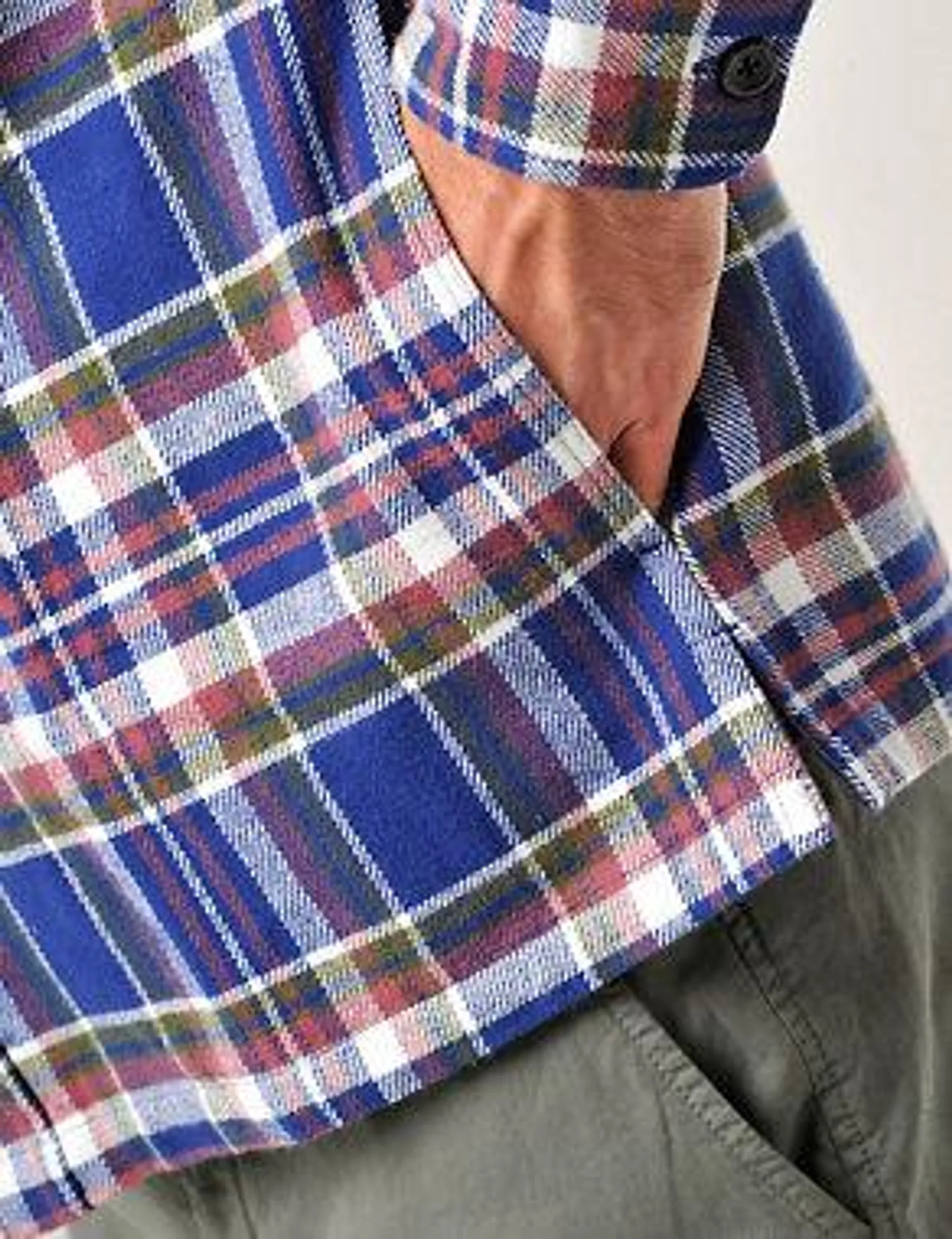 Pure Cotton Brushed Flannel Check Overshirt