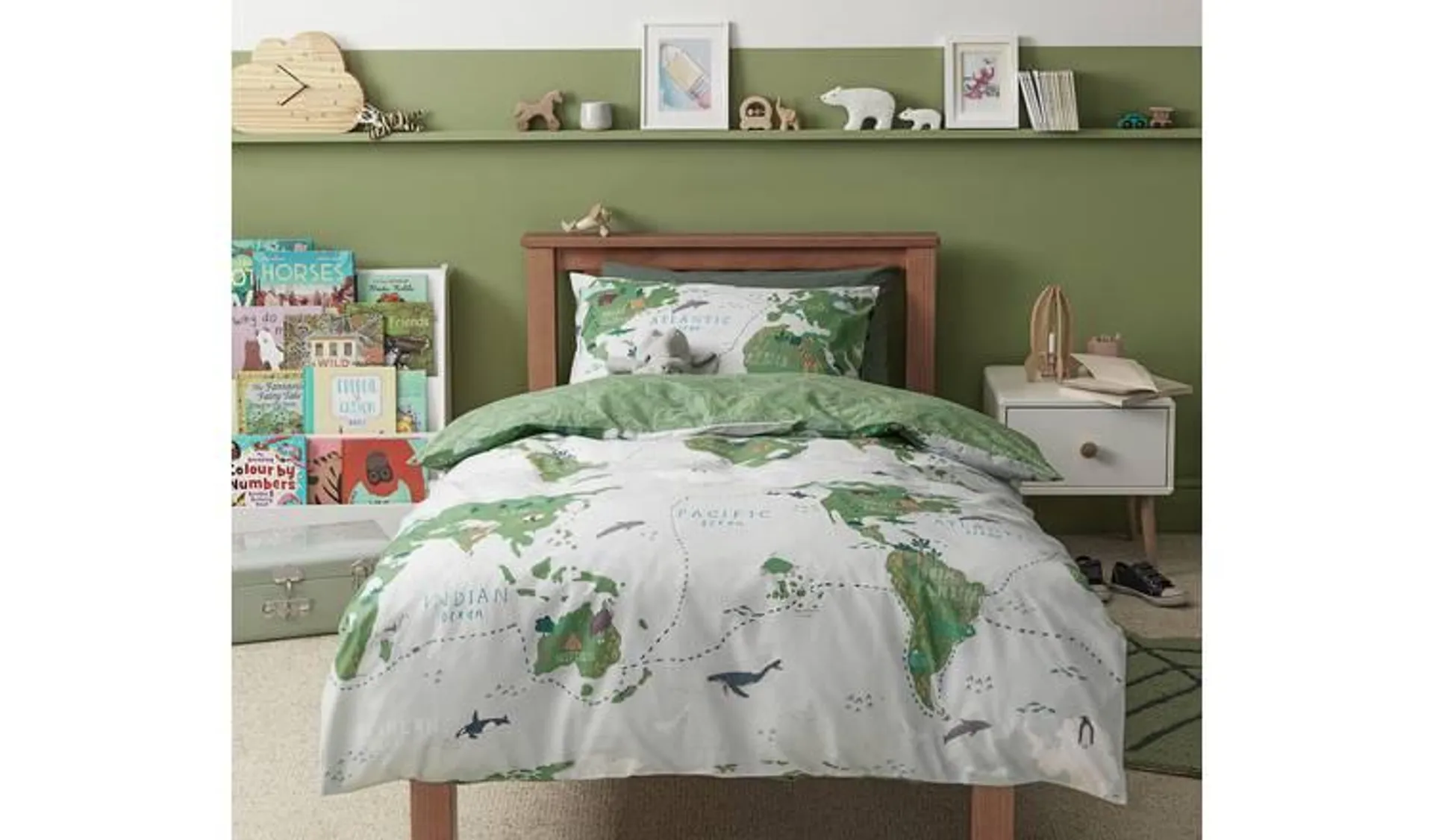 Habitat Kids Cotton World Map Print Bedding Set - Toddler