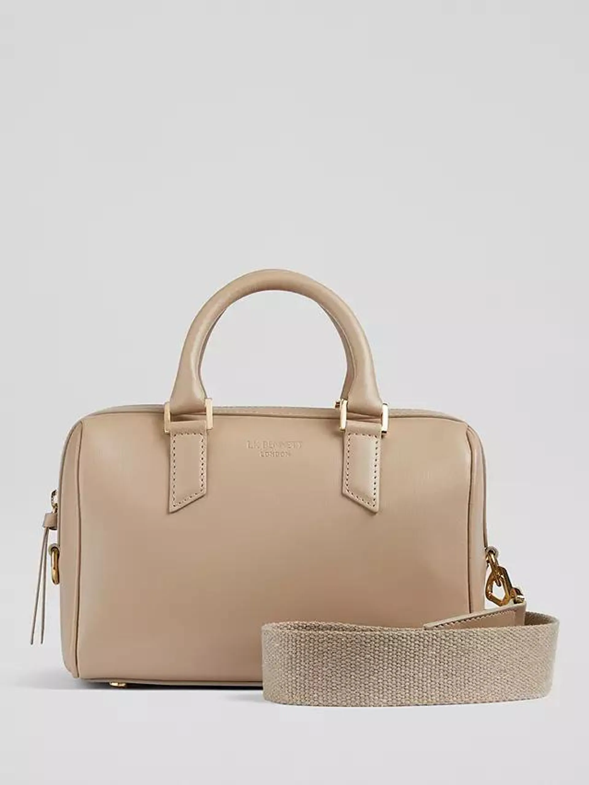 Fleurette Leather Shoulder Bag, Taupe