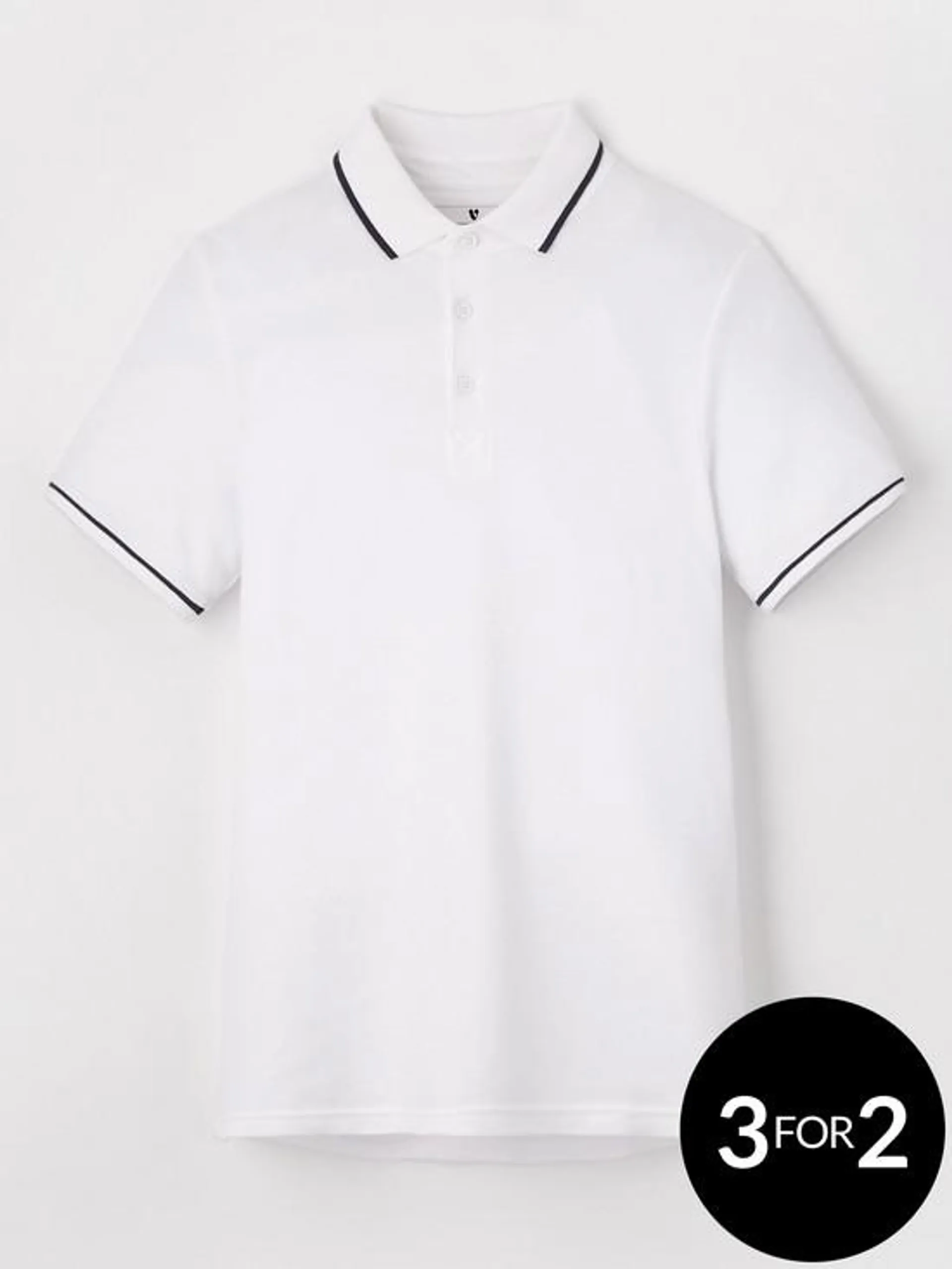 Boys Short Sleeve Polo Shirt - White