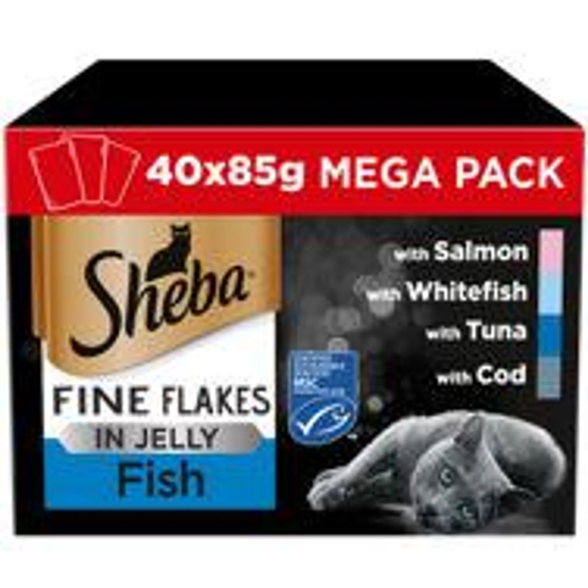Sheba Fine Flakes Fish Selection in Jelly Adult Cat Food Pouches