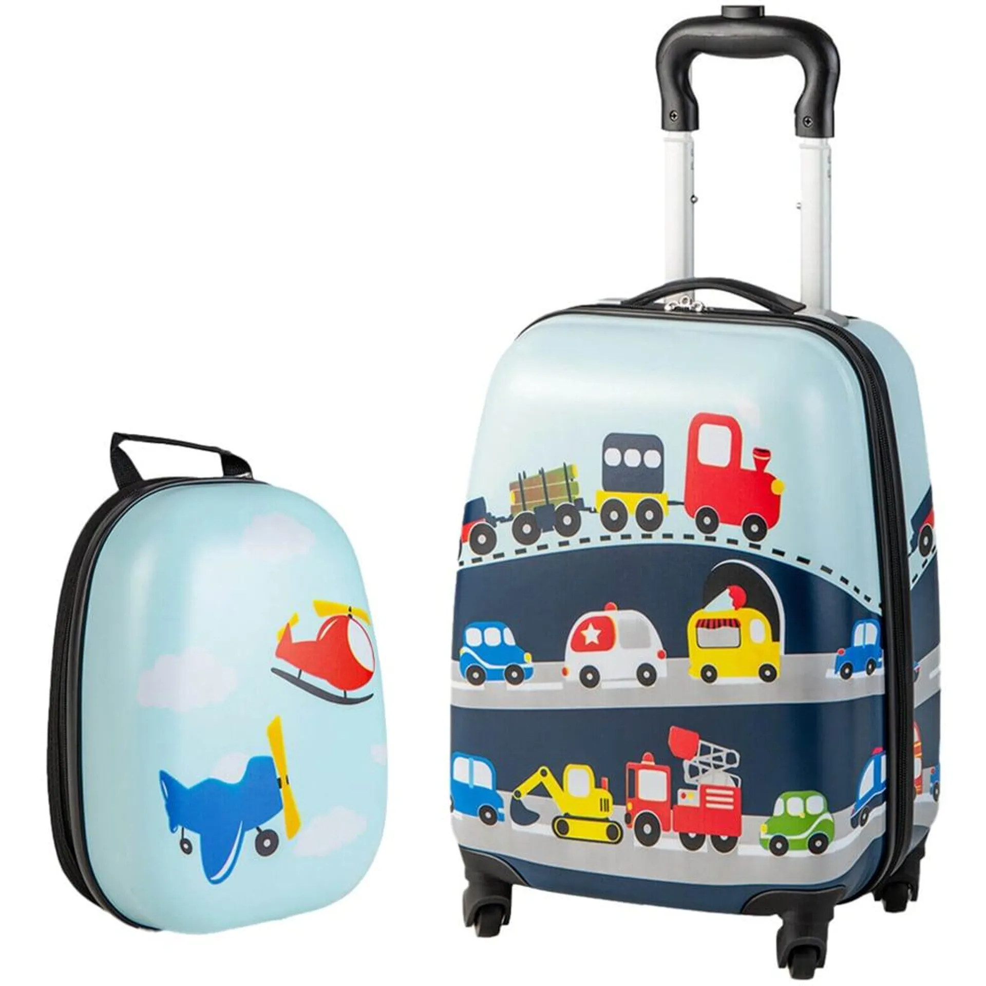 Costway Kids Set of 2 Blue Suitcase Luggage with Wheels