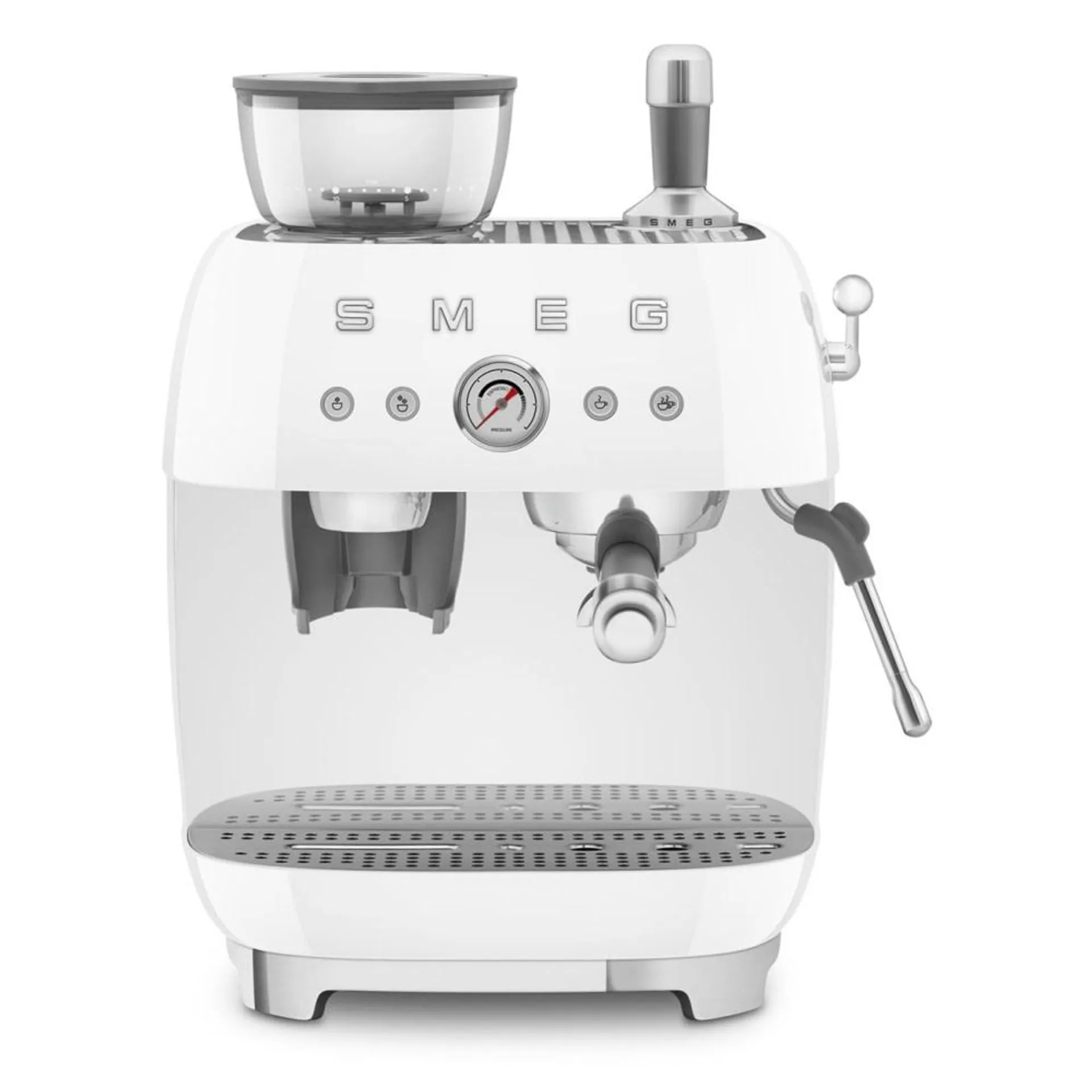 Smeg EGF03WHUK Freestanding Retro Espresso Coffee Machine With Grinder – WHITE